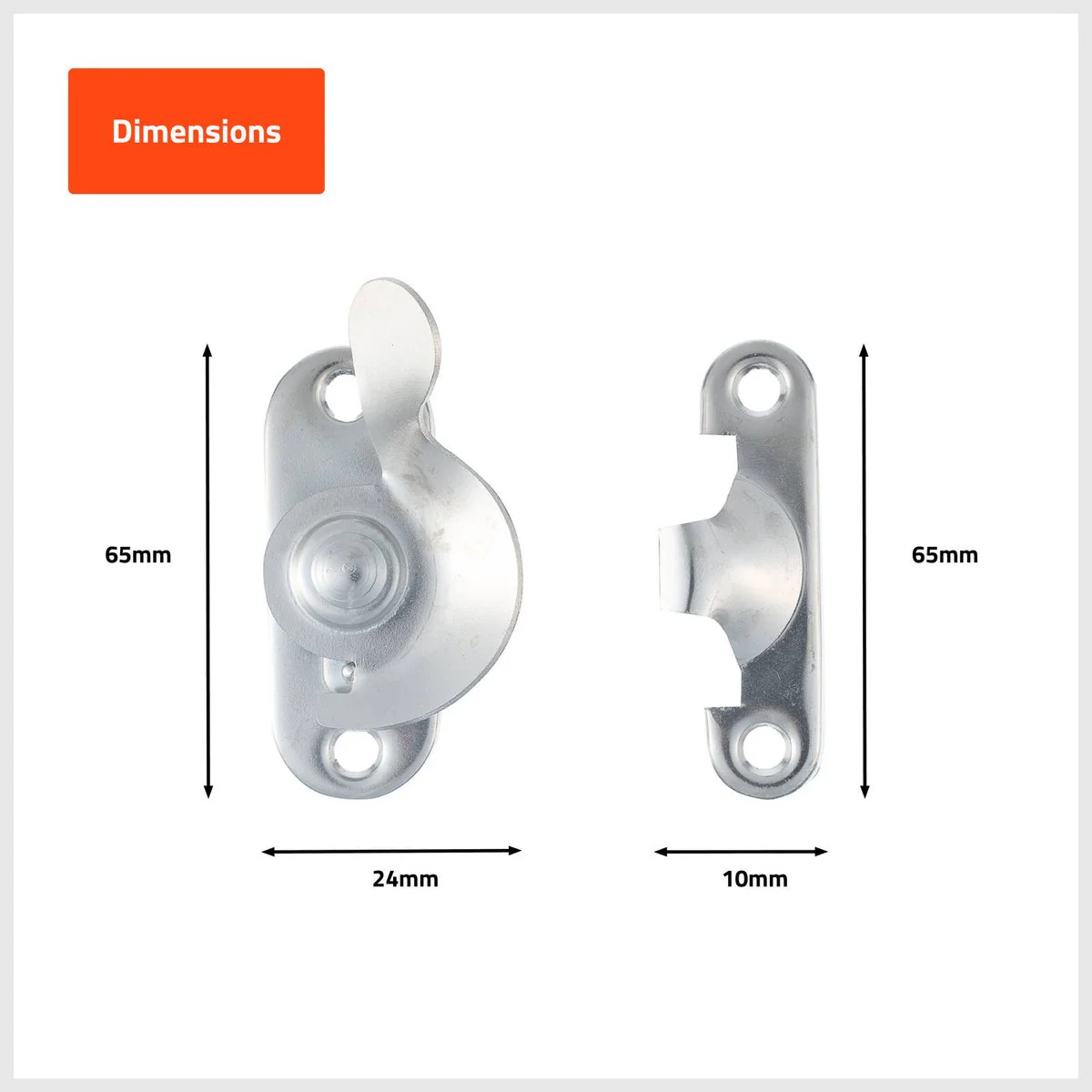 Taskmaster Window Sash Fastener - Nickel Plated - 45mm x 23mm x 75mm - Durable - Image 2