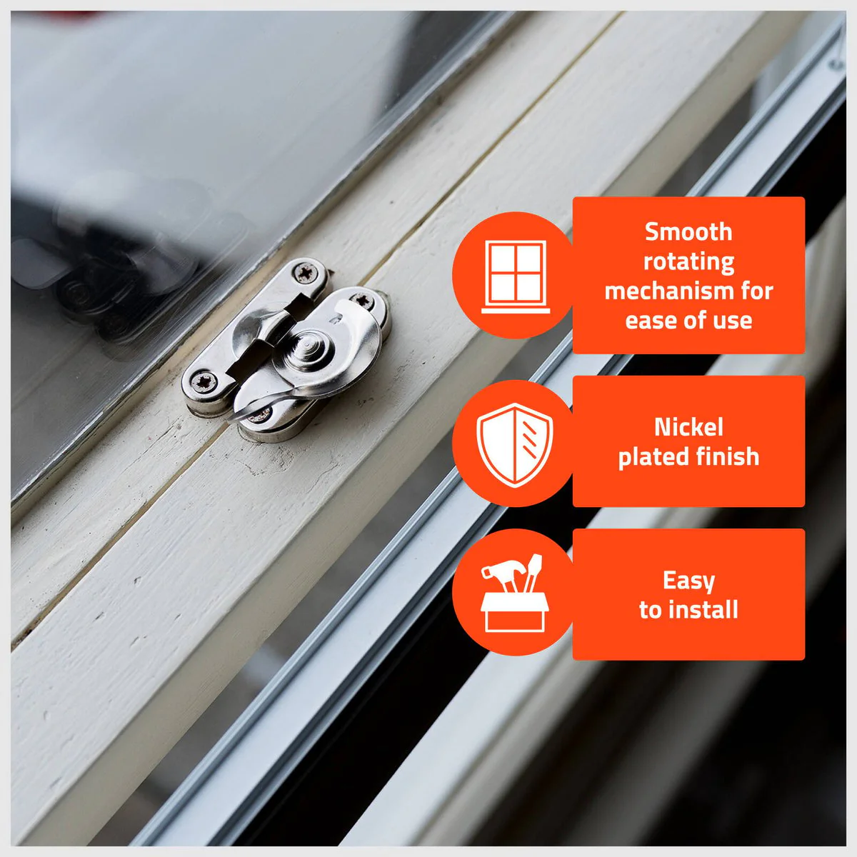 Taskmaster Window Sash Fastener - Nickel Plated - 45mm x 23mm x 75mm - Durable - Image 3