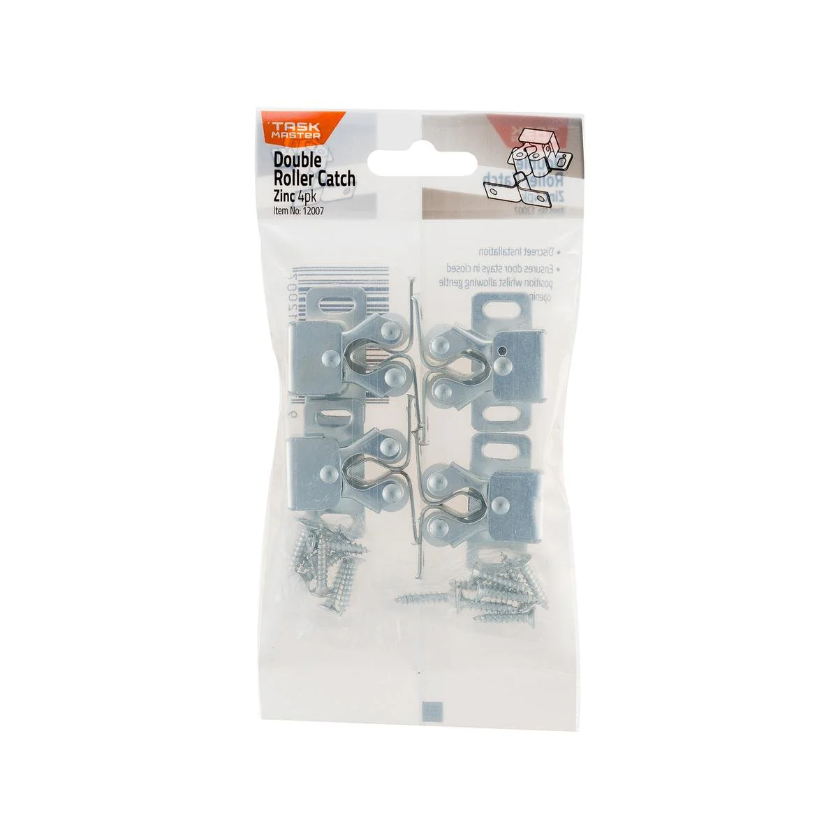Taskmaster Zinc Double Roller Catch - Pack 4 - Zinc - Cabinet Use