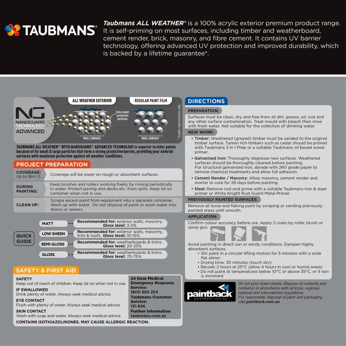 Taubmans 1L Black Low Sheen All Weather Exterior Paint - Water-Based, UV Resistant - Image 4