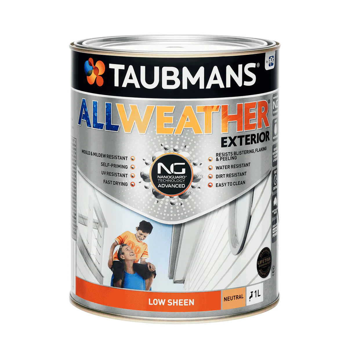 Taubmans 1L Neutral Low Sheen All Weather Exterior Paint - Mould Resistant - UV Protection