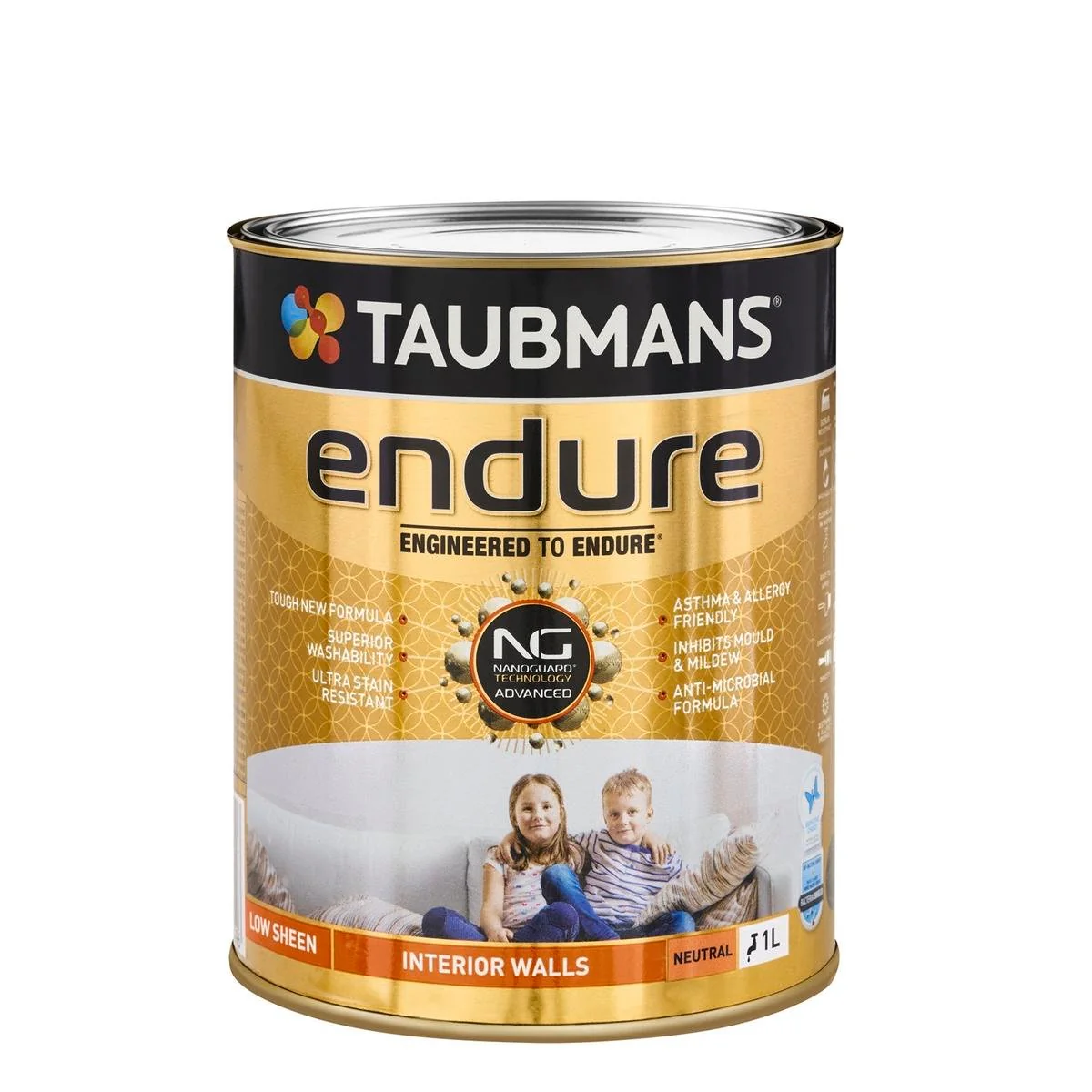 Taubmans 1L Neutral Low Sheen Endure Interior Walls Paint - Stain Resistant - Low Odour