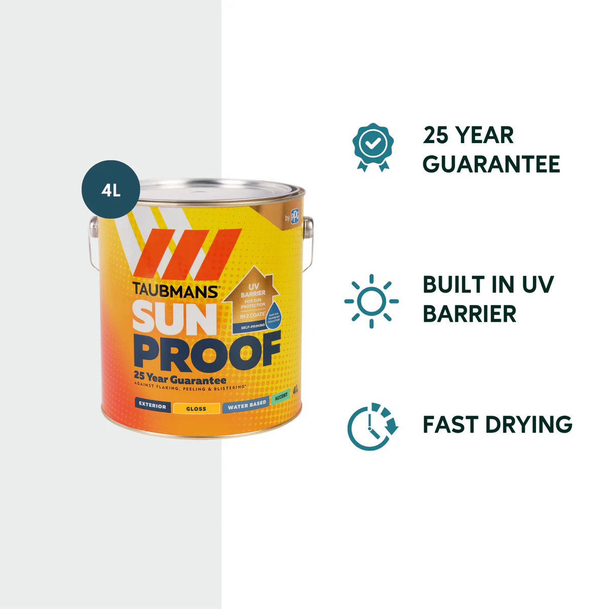 Taubmans 4L Accent Gloss Sunproof Exterior Paint - 4L - UV Protection, Self-Priming - Image 2