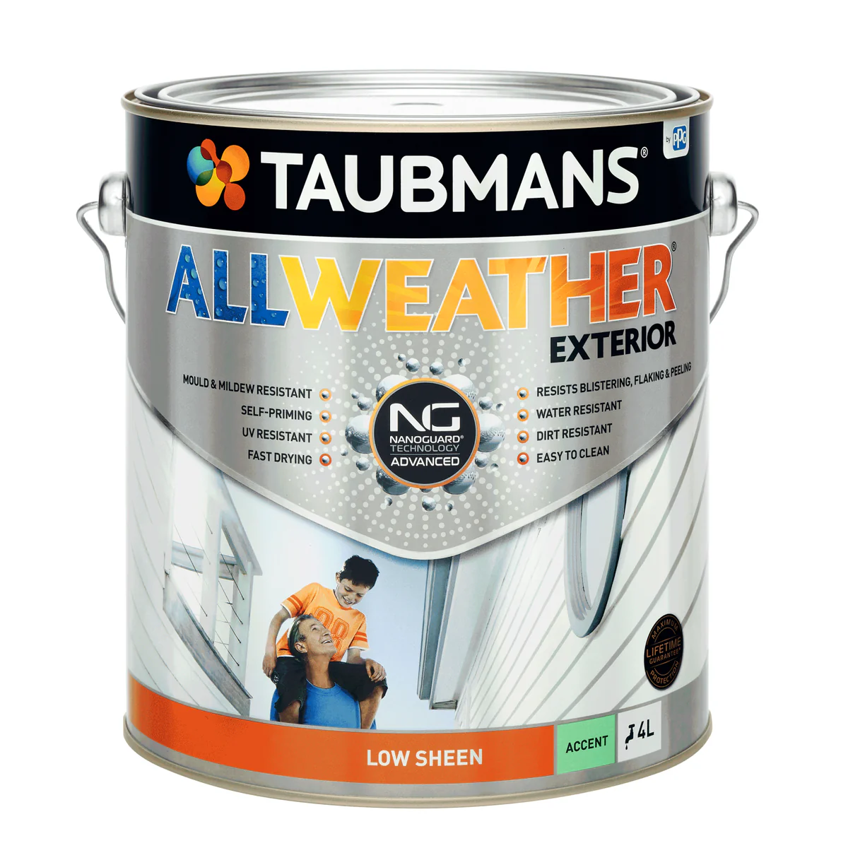 Taubmans 4L Accent Low Sheen All Weather Exterior Paint - Mould Resistant - UV Protection