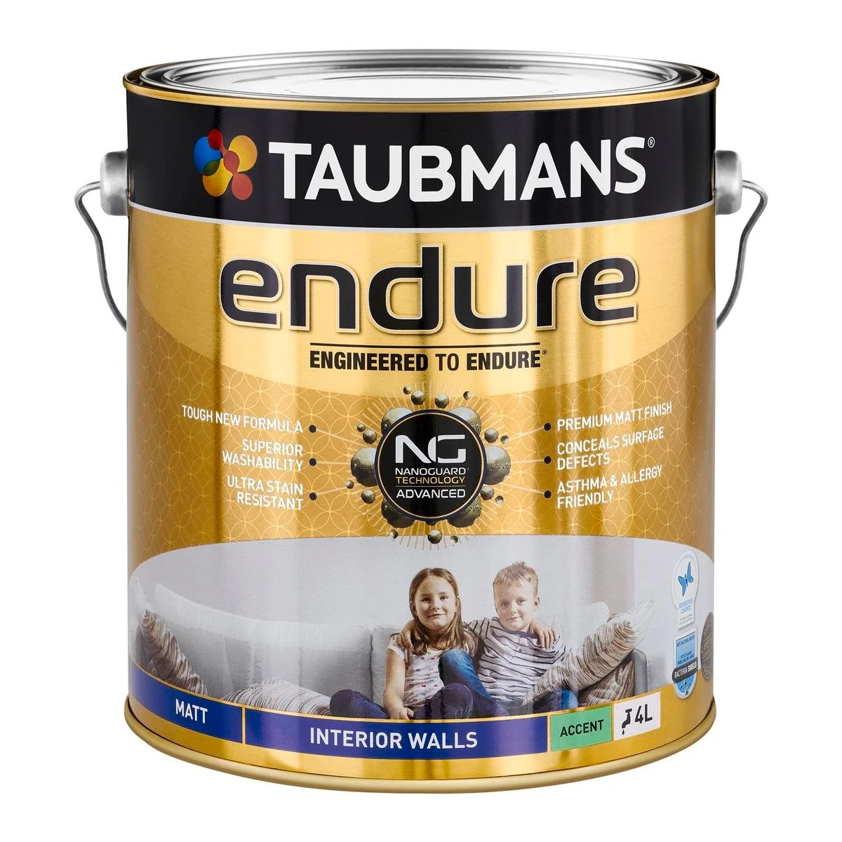 Taubmans 4L Accent Matt Endure Interior Walls Paint - 4L - Stain Resistant, Low Odour