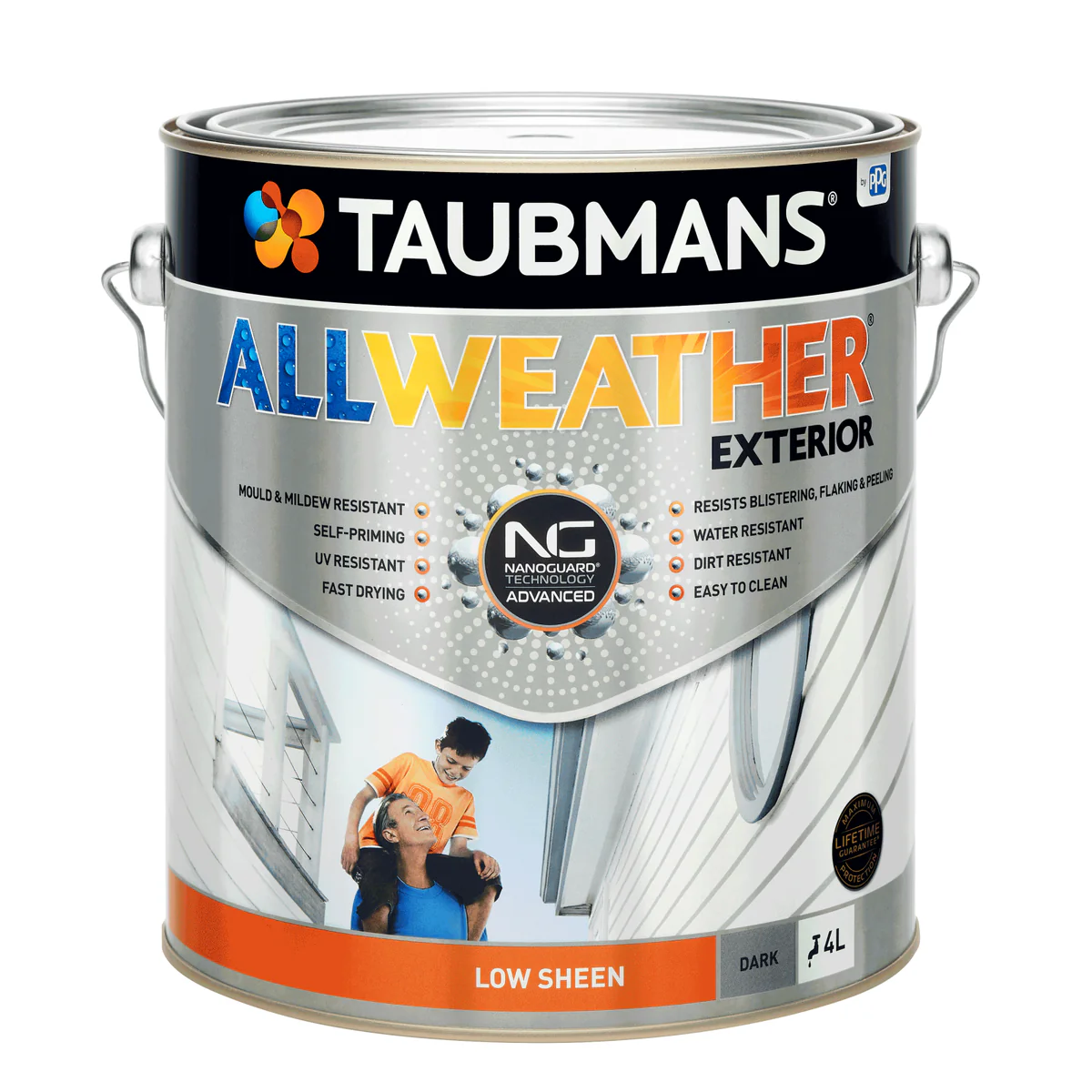 Taubmans 4L Dark Low Sheen All Weather Exterior Paint - Water Based - Mould Resistant