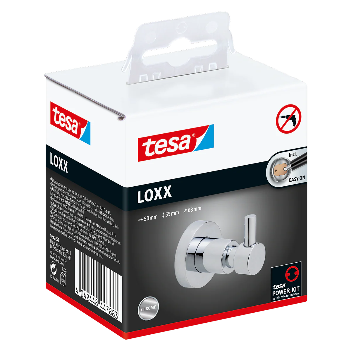 Tesa Loxx Bathrobe Hook - Chrome Plated Metal - 50mm x 68mm x 55mm - Image 2