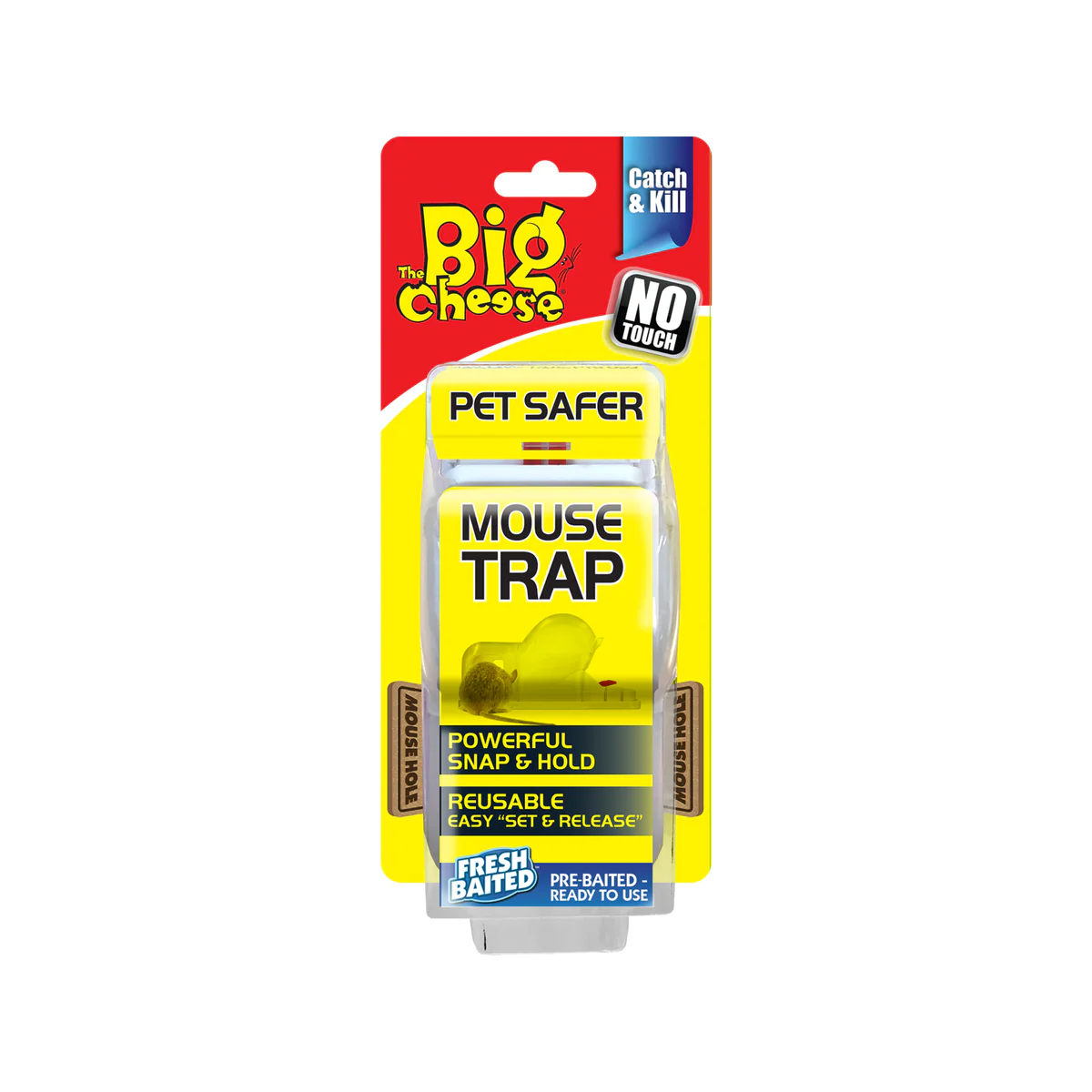 The Big Cheese Pet Safer Mouse Trap - Reusable Indoor Rodent Control - 95mm x 23mm x 75mm