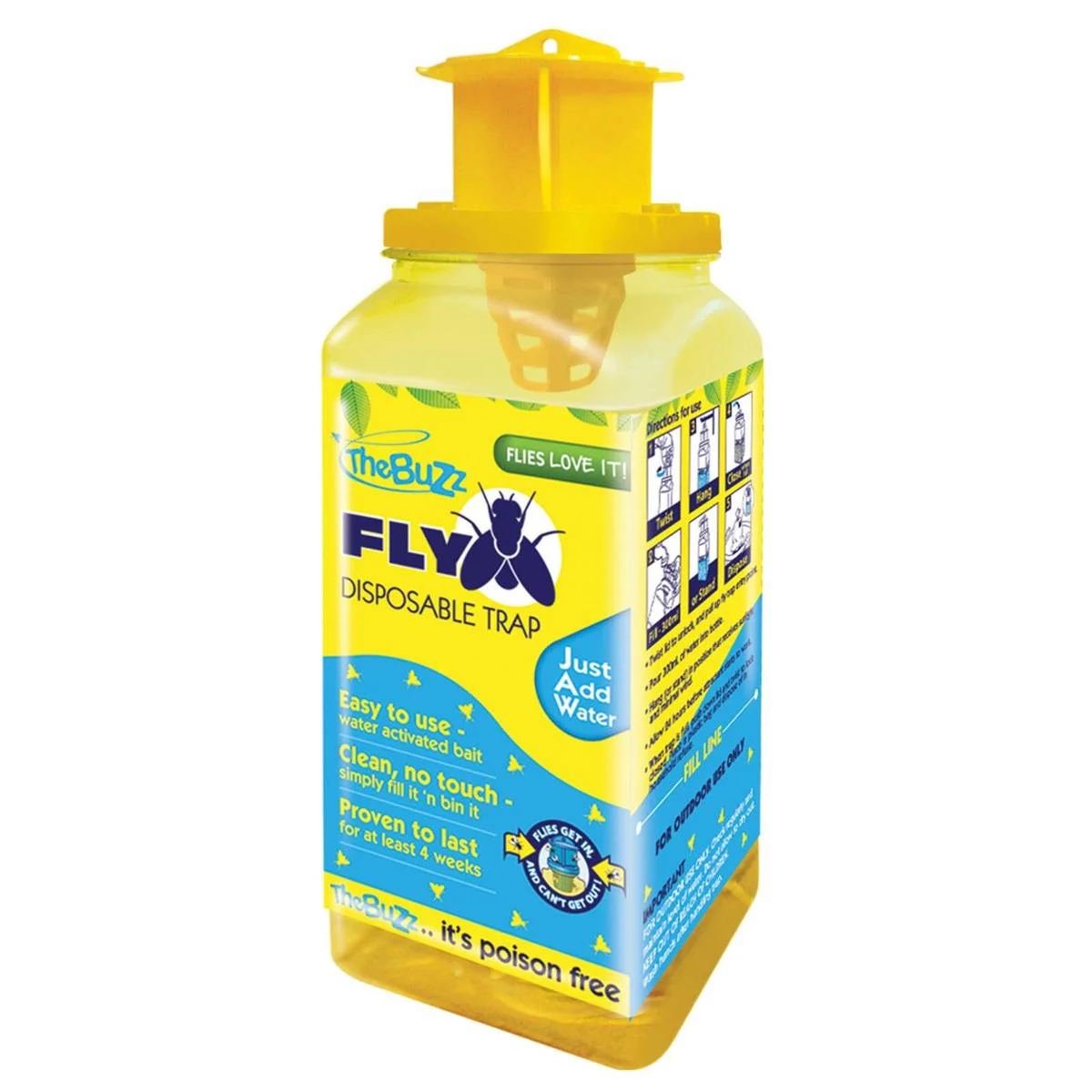 The Buzz Disposable Fly Trap - Poison-Free Outdoor Fly Control - 75mm x 180mm