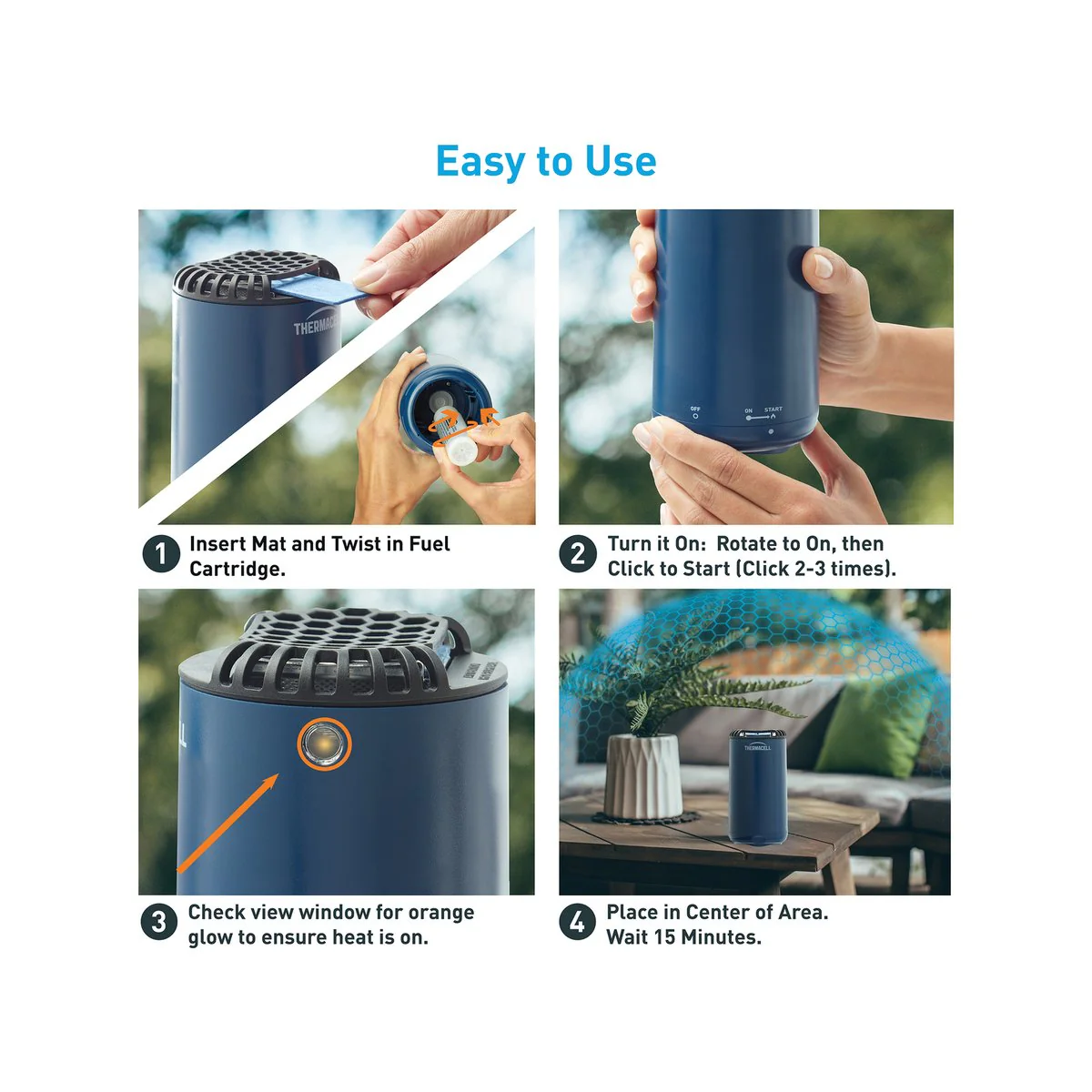 Thermacell Mini Halo Insect Repeller - Navy Blue - 12-Hour Fuel System - Silent Operation - Image 5