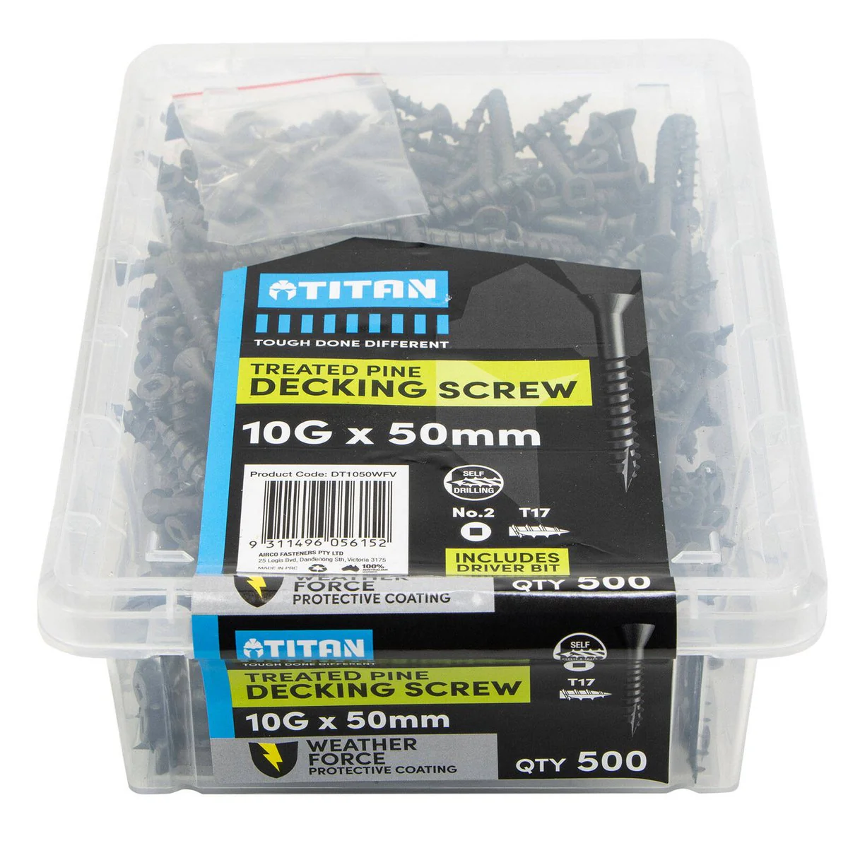 Titan 10g x 50mm Treated Pine Decking Screw Pack of 500 - Weather Resistant