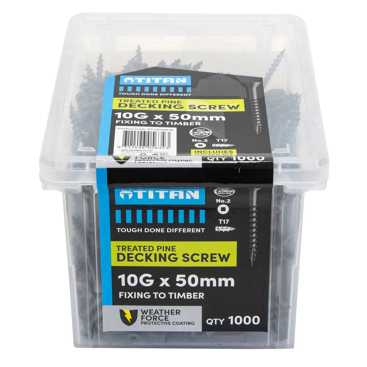 Titan 10g x 50mm Treated Pine Decking Screws Pack of 1000 - Weather Resistant
