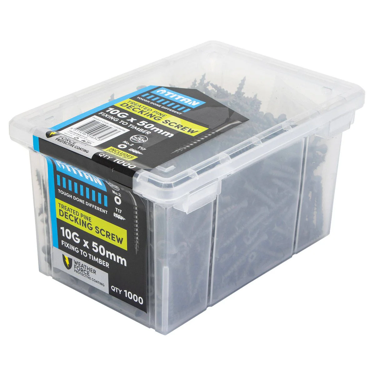 Titan 10g x 50mm Treated Pine Decking Screws Pack of 1000 - Weather Resistant - Image 2