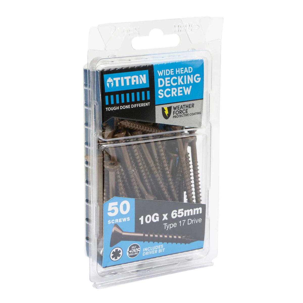Titan 10g x 65 Weather Force Wide Head Decking Screws Pack of 50 - Durable Corrosion Protection - Image 2