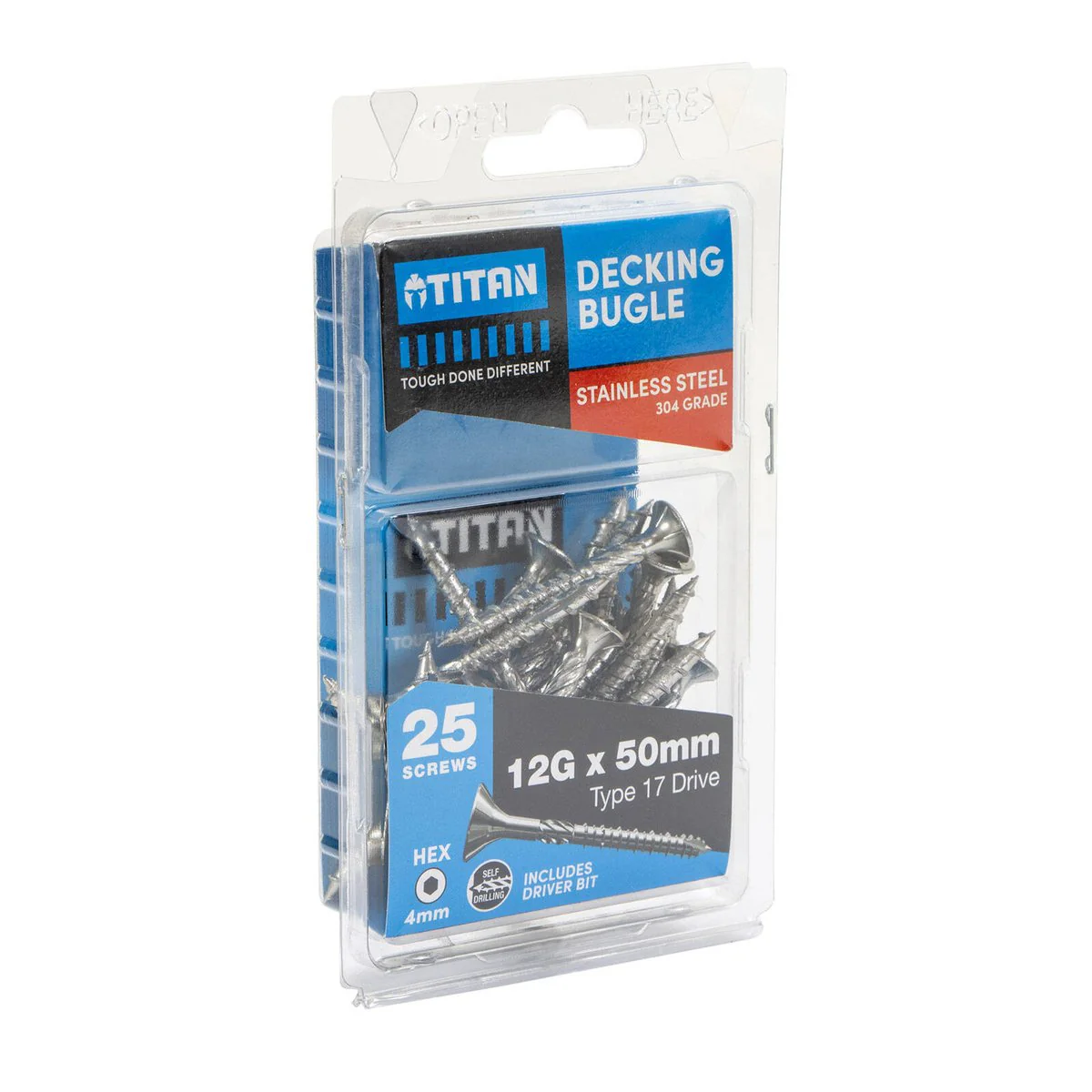 Titan 12g x 50mm Decking Screws - 304 Stainless Steel - Pack of 25 - Strong Hold - Image 2