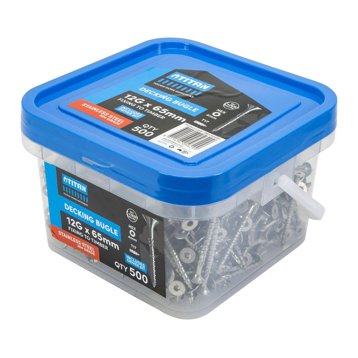 Titan 12g x 65mm Decking Screws - 304 Stainless Steel - Pack of 500 - Durable - Image 2
