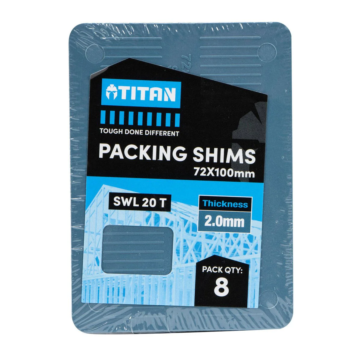 Titan 2 x 72 x 100 mm Blue Shim Packing - 8 Piece - Heavy-Duty, No-Slip Design
