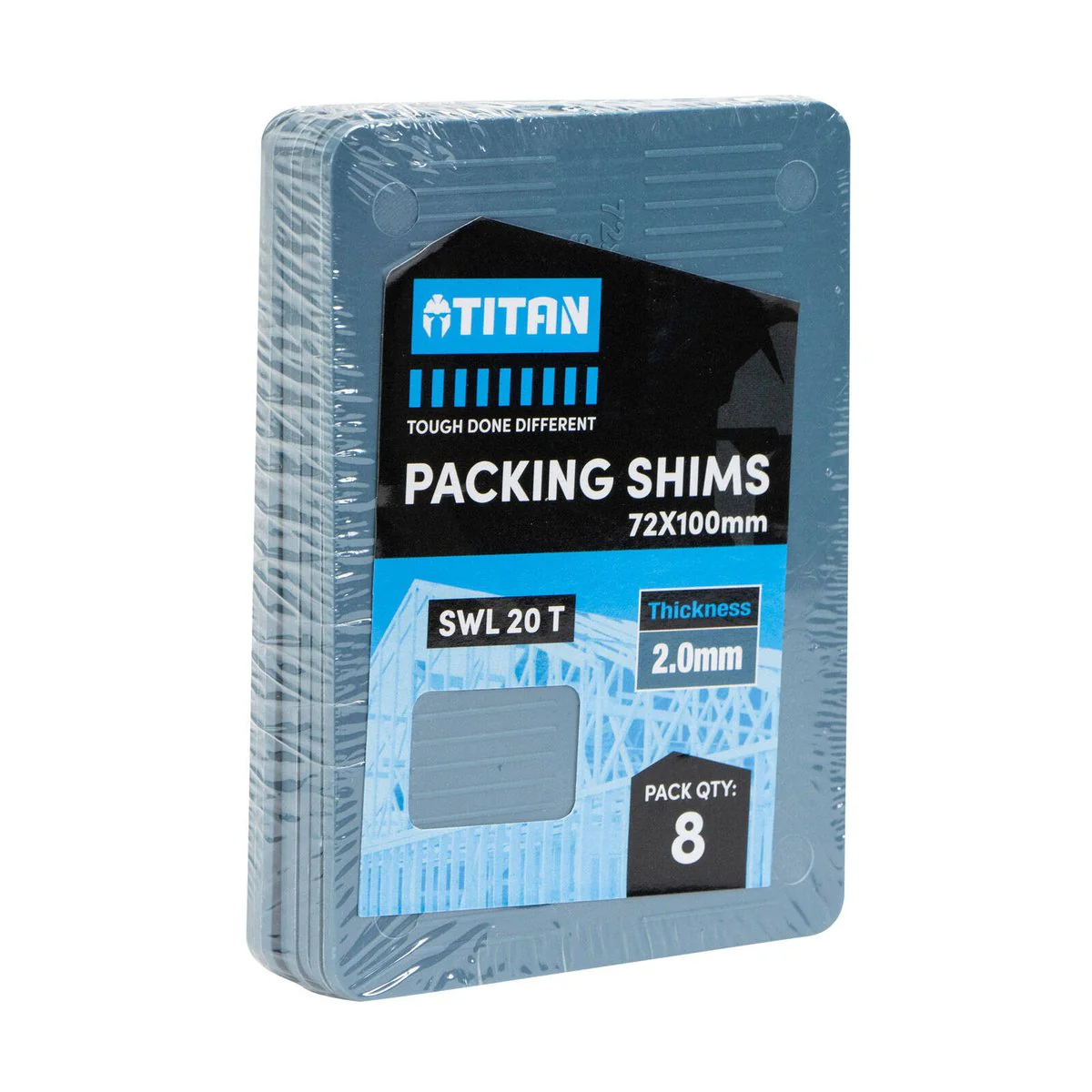 Titan 2 x 72 x 100 mm Blue Shim Packing - 8 Piece - Heavy-Duty, No-Slip Design - Image 2