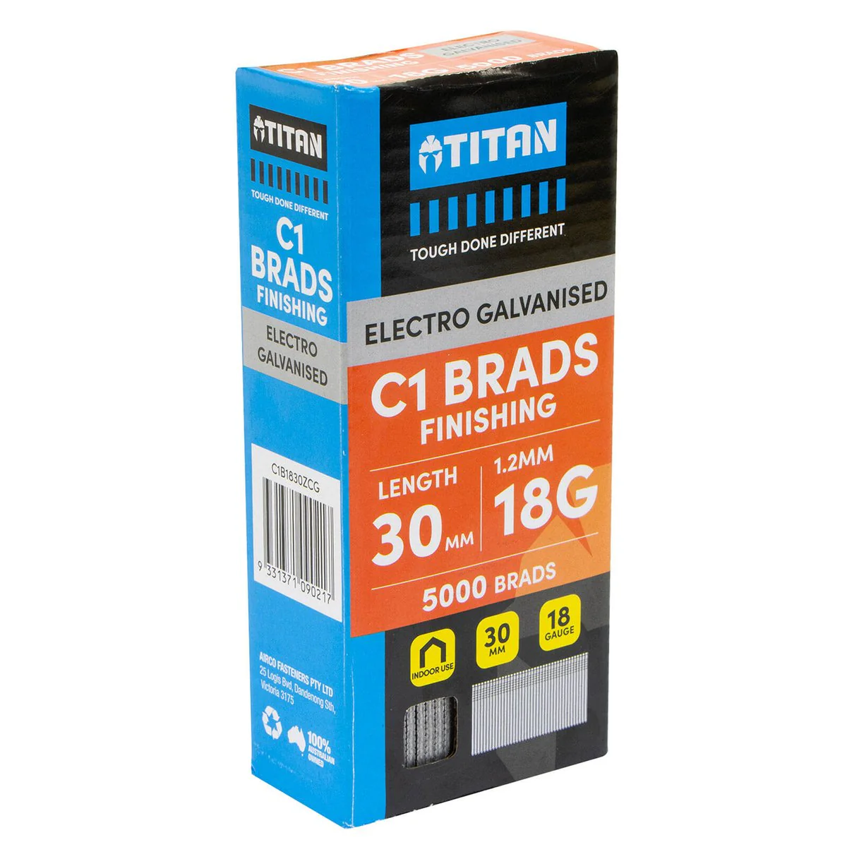 Titan 30mm Electro Galvanised Straight Collated Nail C1 Brads Pack 5000 - 1.25mm Diameter - Durable Fasteners for Woodworking - Image 2