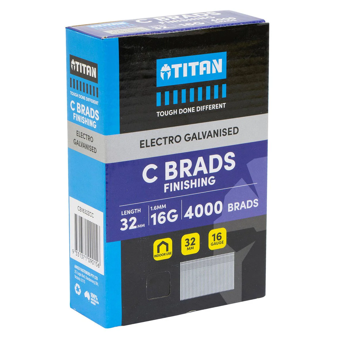 Titan 32mm Electro Galvanised Straight Collated Nail C Brads Pack 4000 - 16 Gauge - Durable - Chisel Point - Image 2