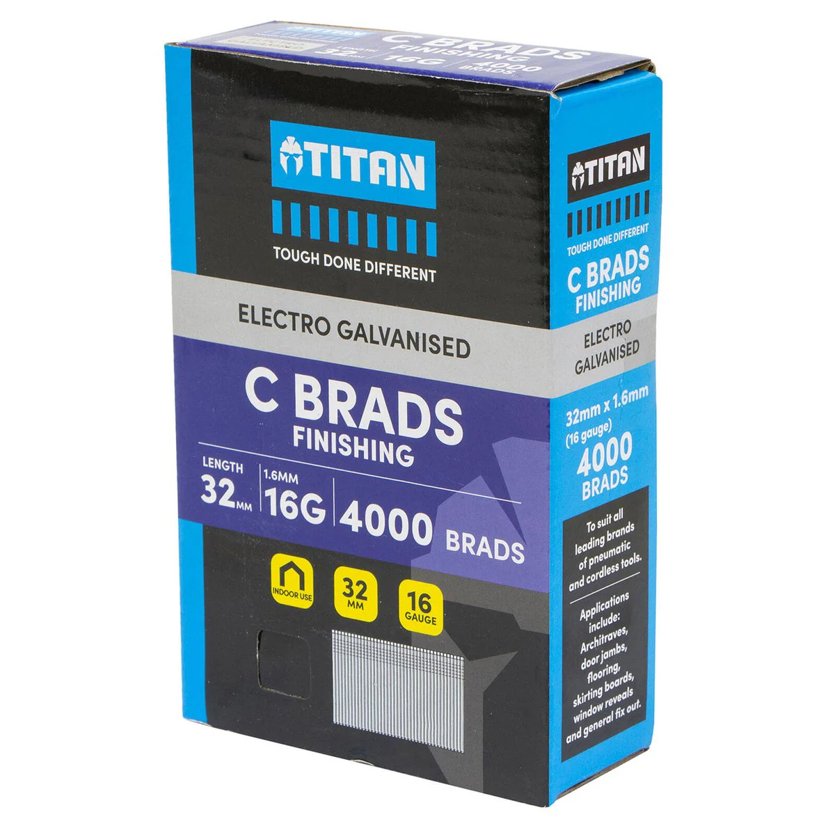 Titan 32mm Electro Galvanised Straight Collated Nail C Brads Pack 4000 - 16 Gauge - Durable - Chisel Point - Image 3