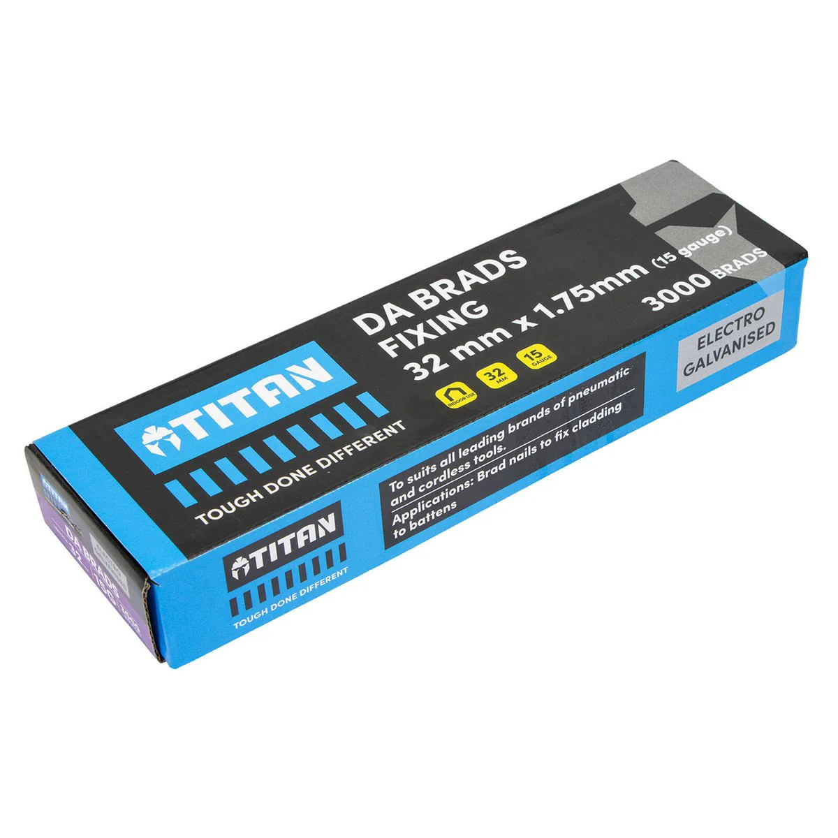 Titan 32x 1.75mm Electro Galvanised 34° Angled Collated Nail Da Brads Pack of 3000 - Durable Fasteners for Carpentry - Image 2
