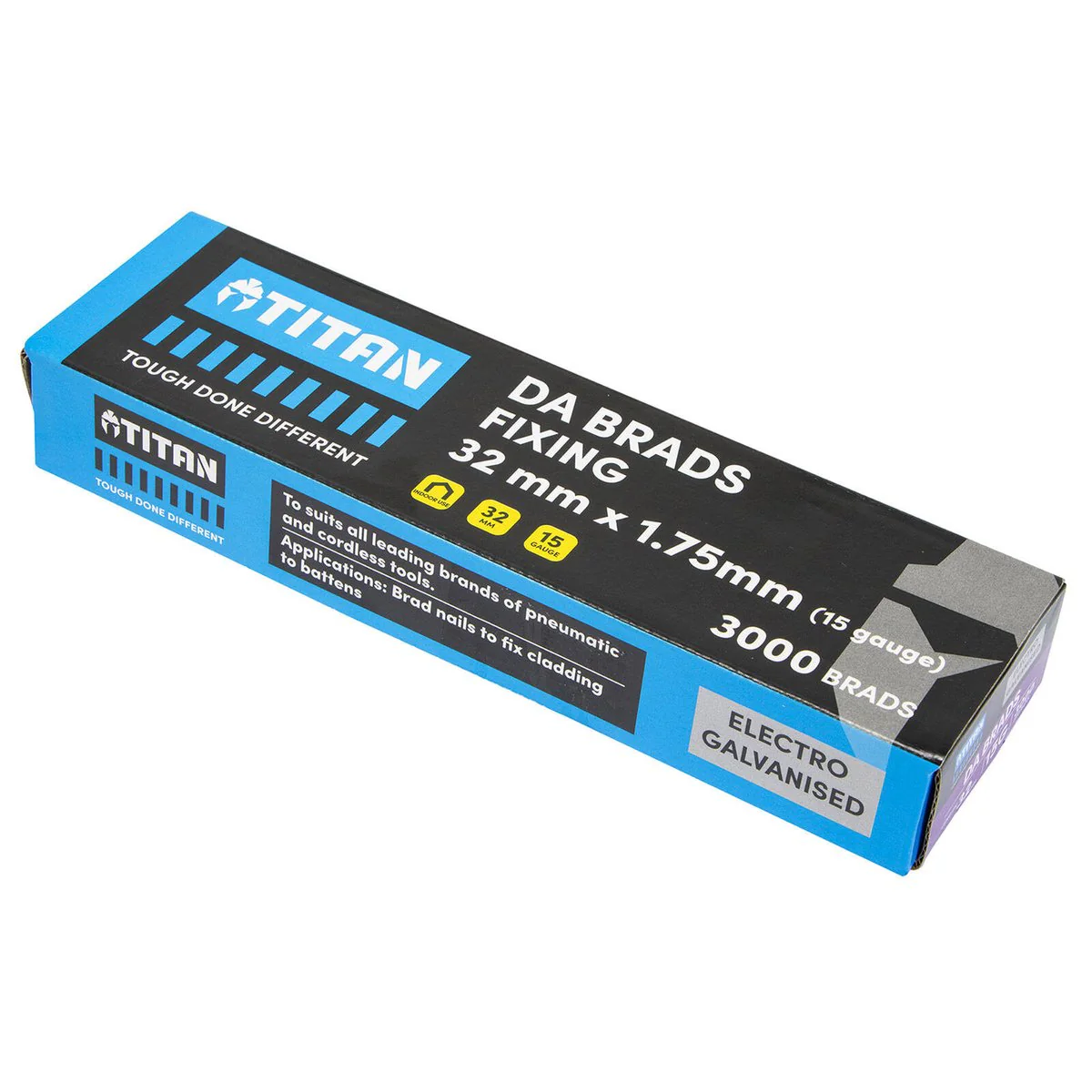 Titan 32x 1.75mm Electro Galvanised 34° Angled Collated Nail Da Brads Pack of 3000 - Durable Fasteners for Carpentry - Image 3