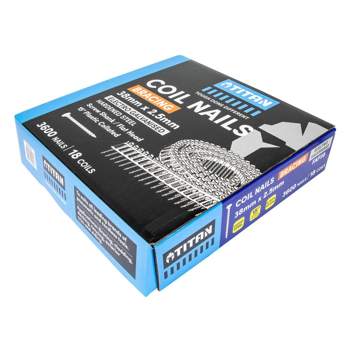 Titan 38mm Collated Coil Nail Screw - 3600 Pack - Hardened Electro Galvanised - Corrosion Resistant - Image 3