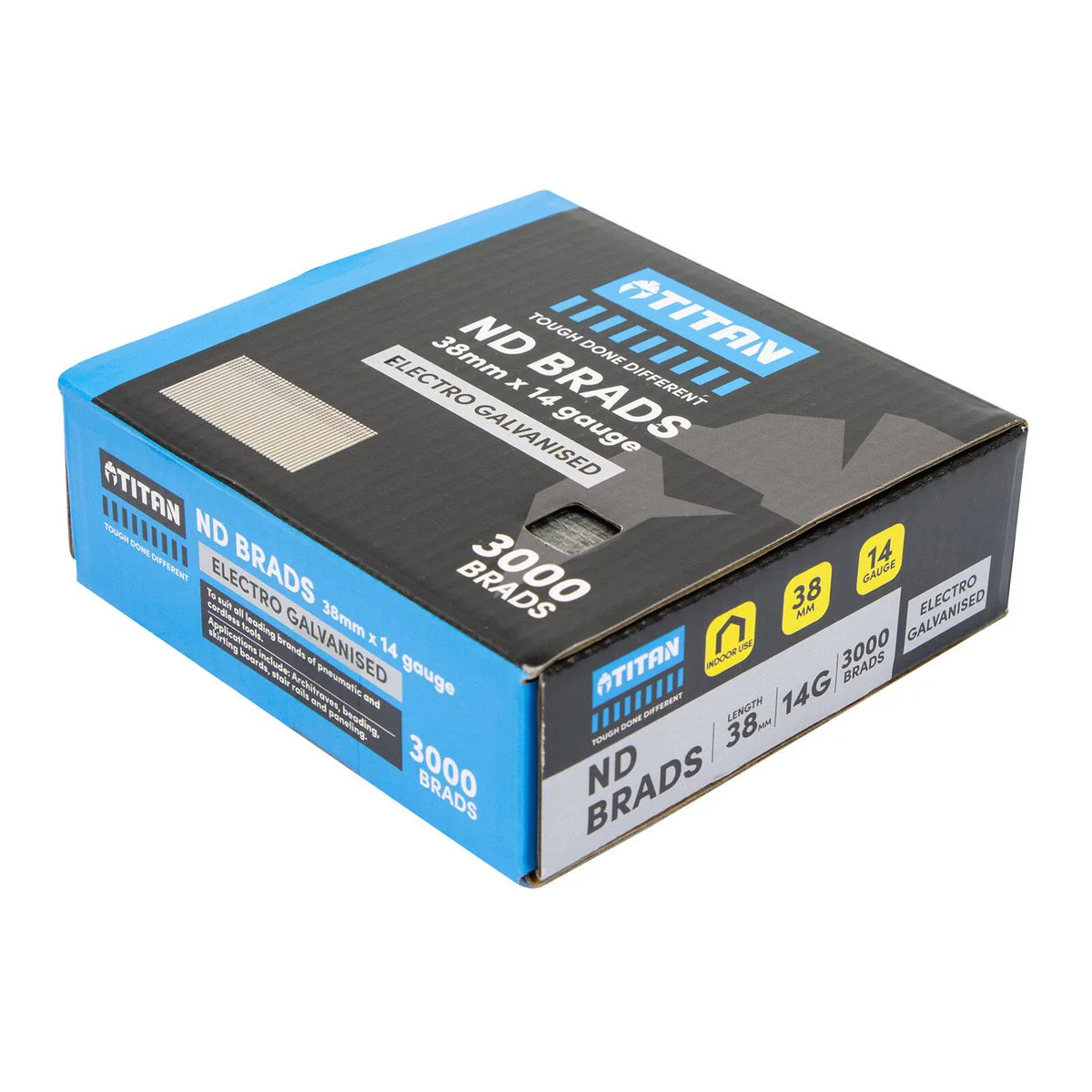 Titan 38mm Electro Galvanised Straight Collated Nail Brads Pack of 3000 - 14 Gauge - Chisel Point - Corrosion Resistant - Image 3