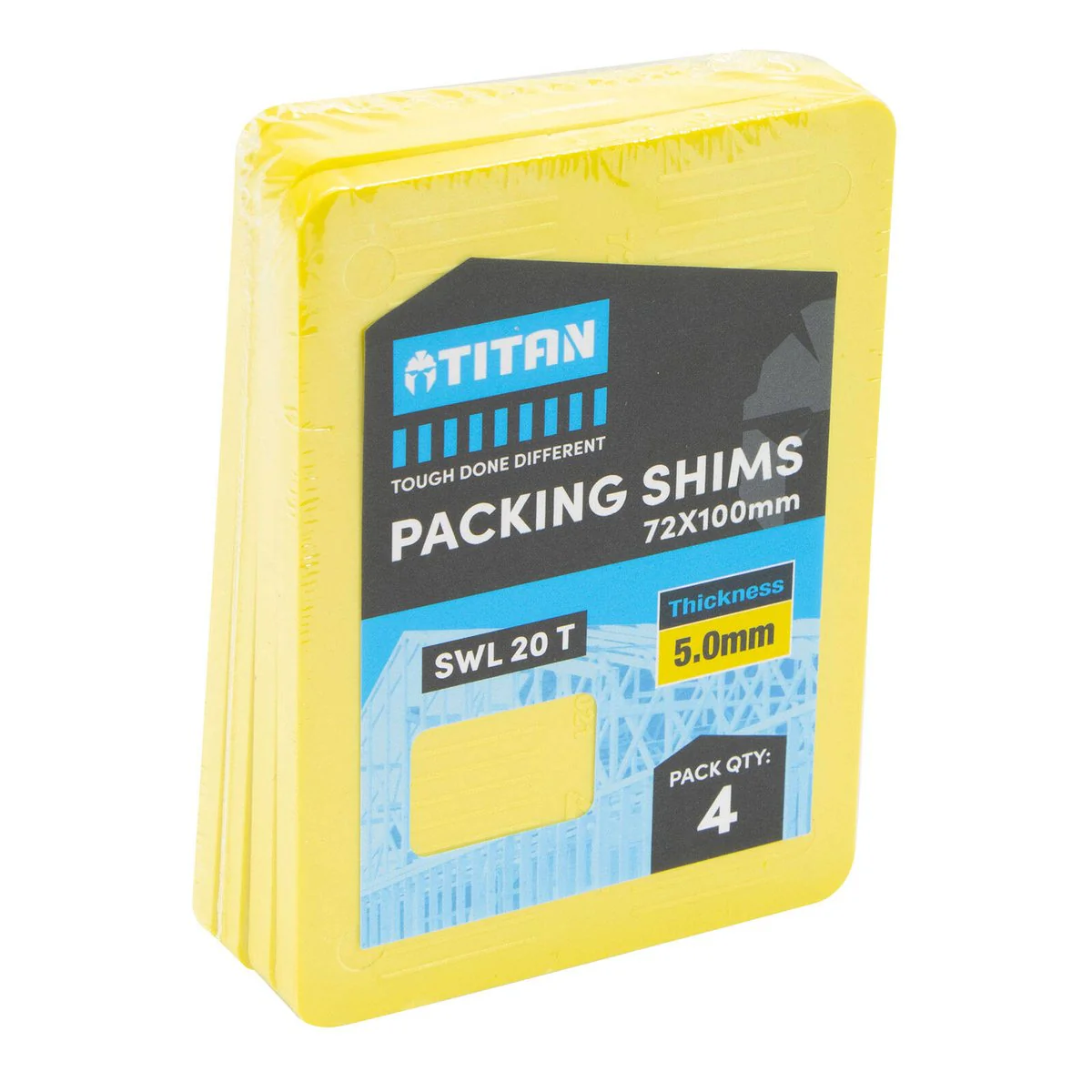 Titan 4 Piece Yellow Shim Packing - 5 x 72 x 100mm - Heavy-Duty, No-Slip Design - Image 2