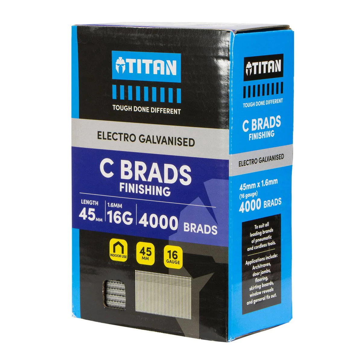 Titan 45mm 16 Gauge Electro Galvanised Straight Collated Nail C Brads - 4000 Pack - Reliable Fastening - Chisel Point Design - Image 3