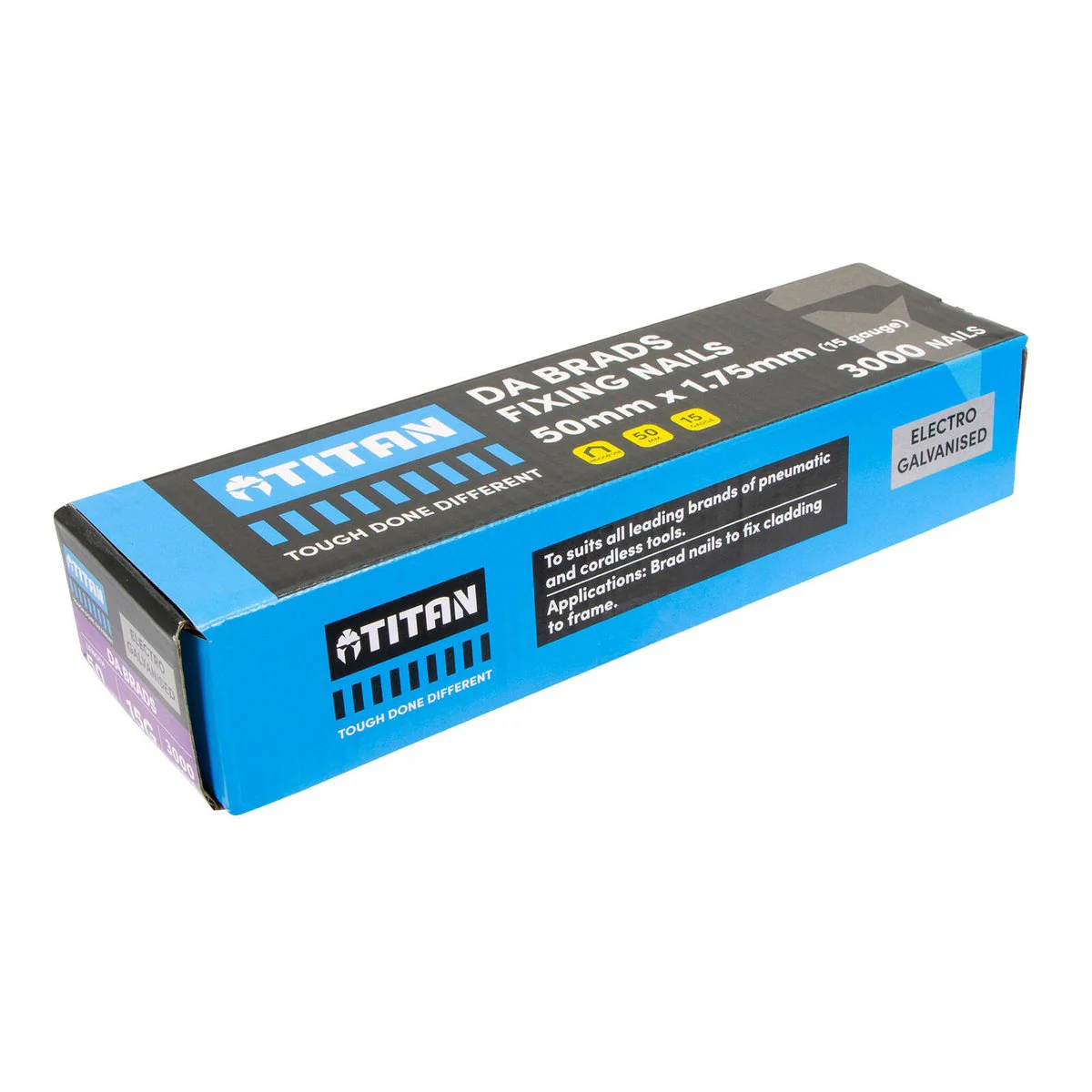 Titan 50 x 1.75mm Electro Galvanised 34° Angled Collated Nail Da Brads - 3000 Pack - Precision Fasteners for Trim Work - Image 2