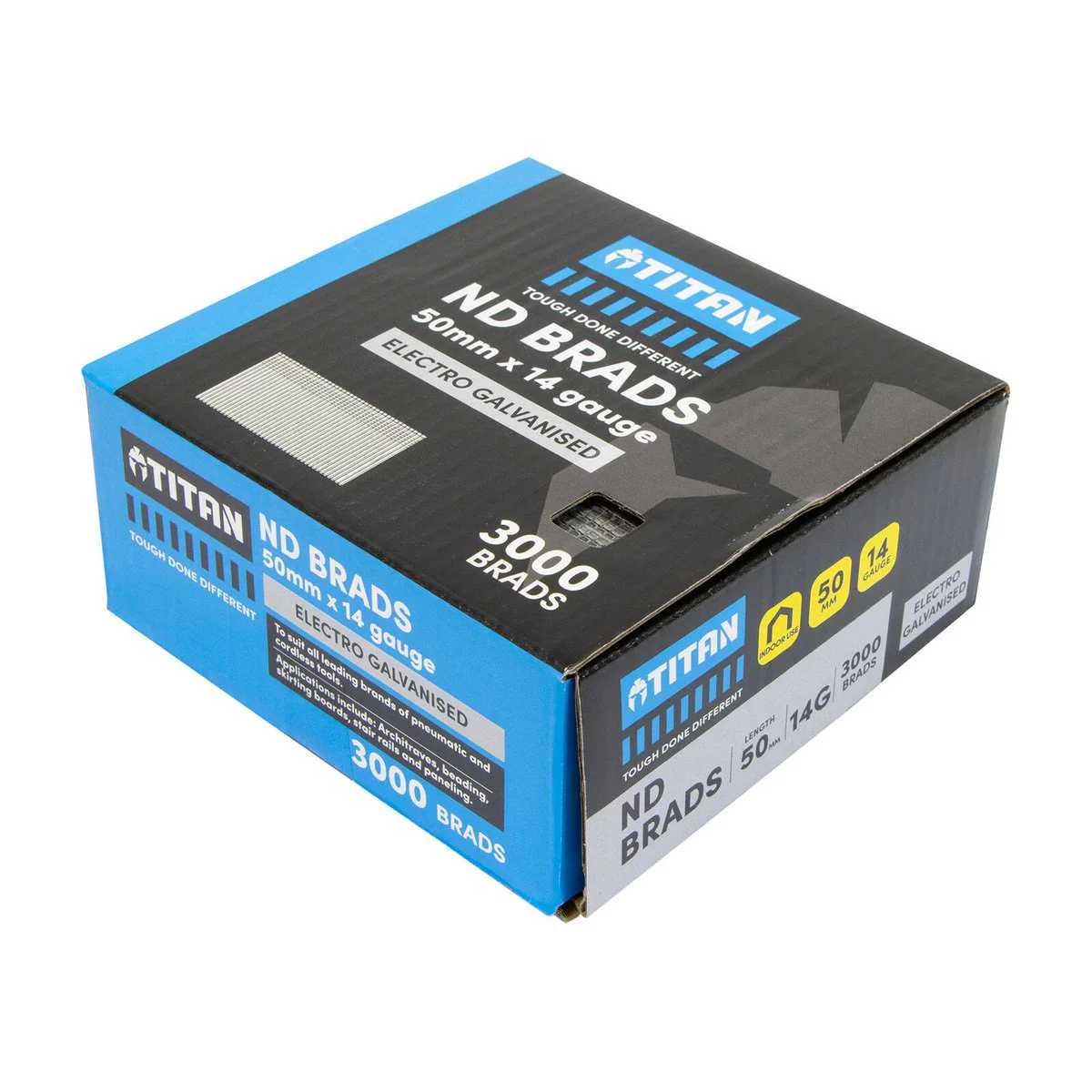 Titan 50mm 14 Gauge Electro Galvanised Straight Collated Nail Brads Pack 3000 - Chisel Point - Corrosion Resistant - Image 3