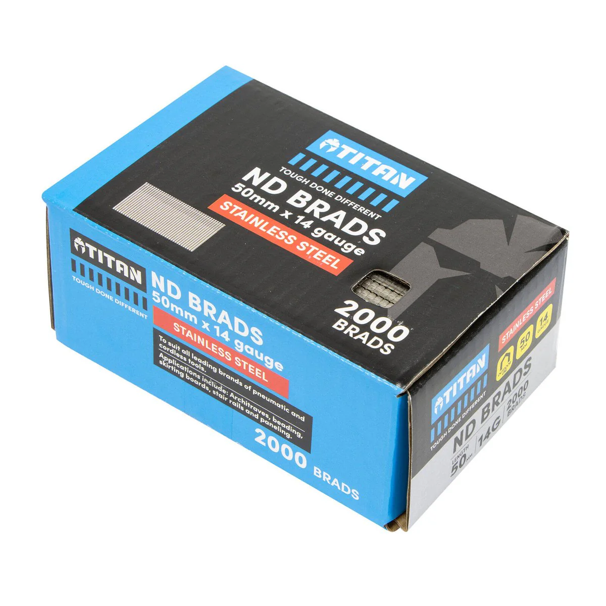 Titan 50mm Stainless Steel Collated Nail Brads Pack of 2000 - 14 Gauge - Durable - Image 3