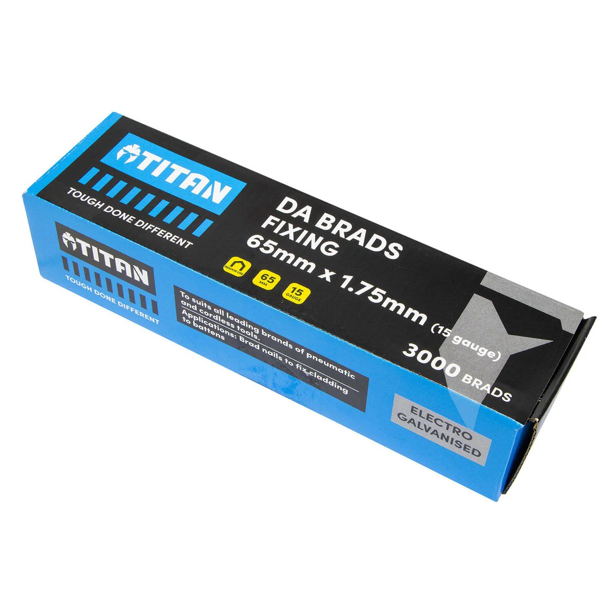 Titan 65mm 1.75mm Electro Galvanised 34° Angled Collated Nail Da Brads Pack of 3000 - Durable Fasteners for Carpentry - Image 3