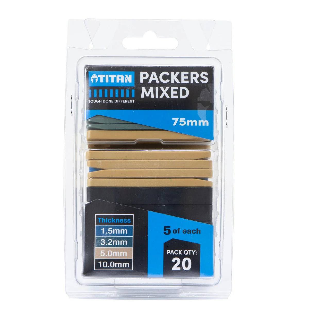 Titan 75mm Mixed Window Packers - 20 Piece - Durable Plastic - Leveling Tools