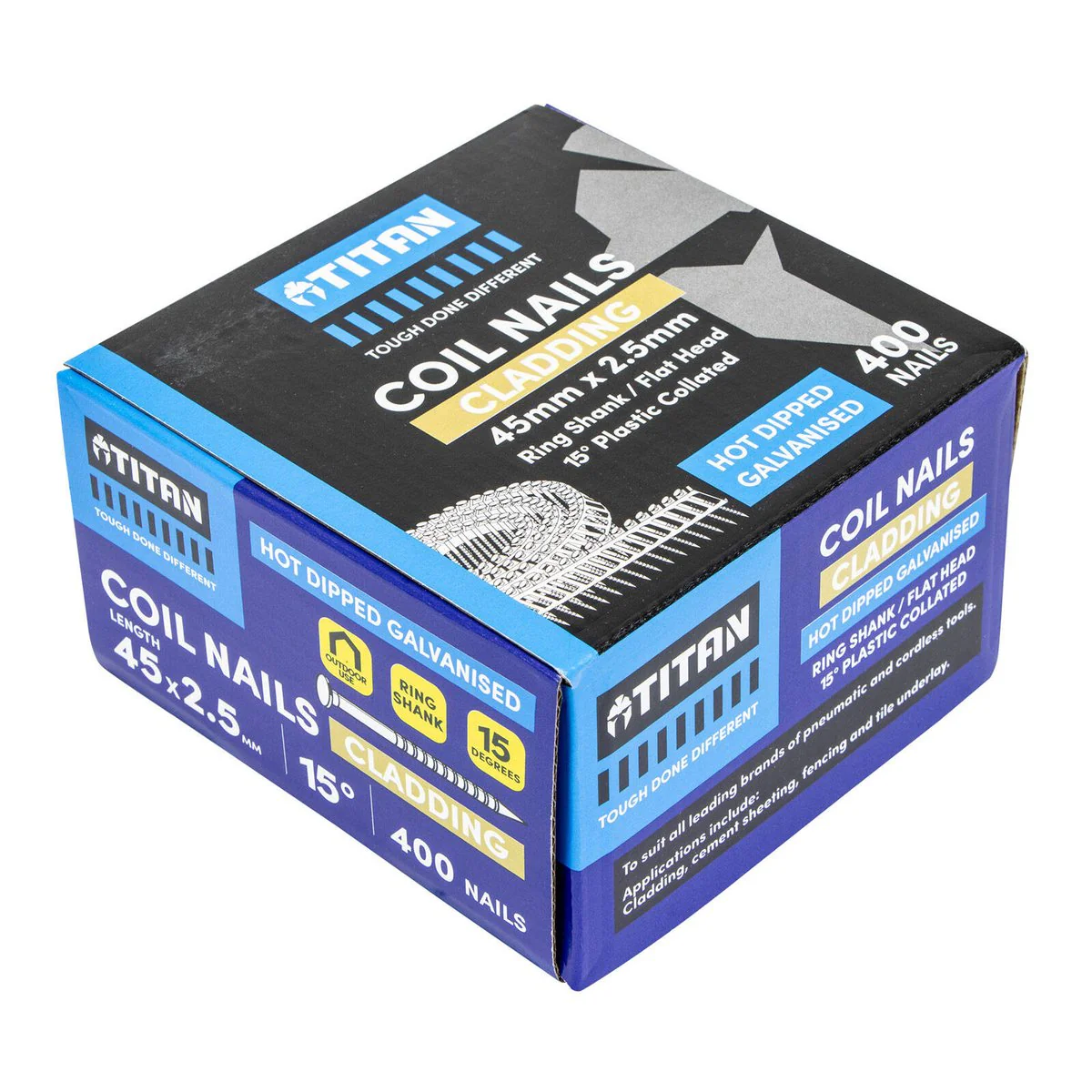 Titan Collated Coil Nail Ring 400 Pack - 45 x 2.5mm - Hot Dipped Galvanised - 15° Angle - Improved Holding Power - Image 2