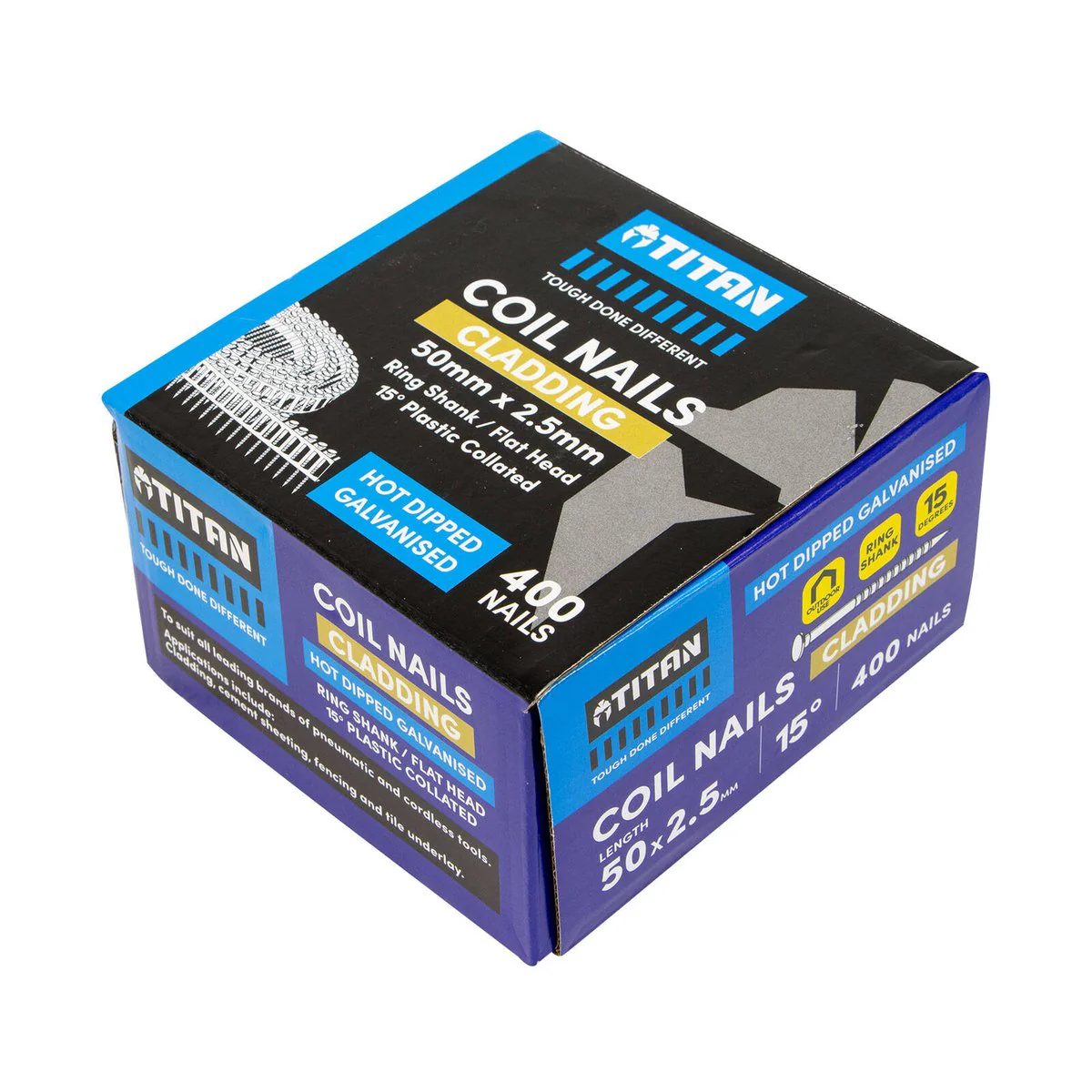 Titan Collated Coil Nail Ring 400 Pack - 50 x 2.5mm - Hot Dipped Galvanised - Corrosion Resistant - Image 3