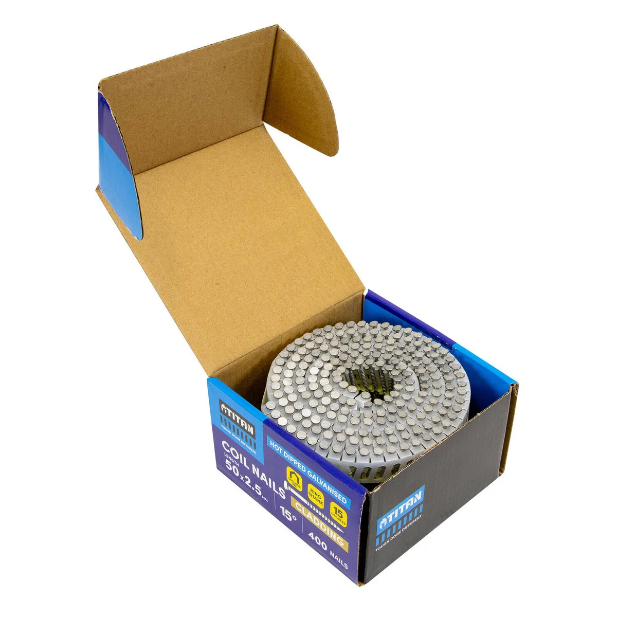Titan Collated Coil Nail Ring 400 Pack - 50 x 2.5mm - Hot Dipped Galvanised - Corrosion Resistant - Image 4