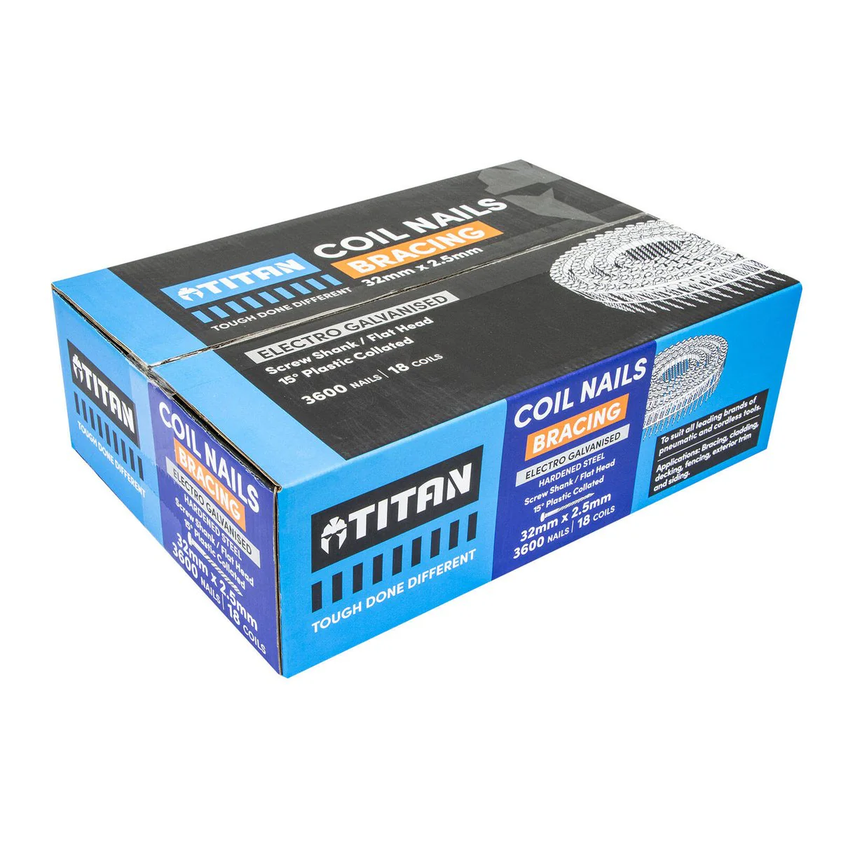 Titan Collated Coil Nail Screw 32 x 2.5mm - 3600 Pack - Electro Galvanised - Corrosion Resistant - Image 2