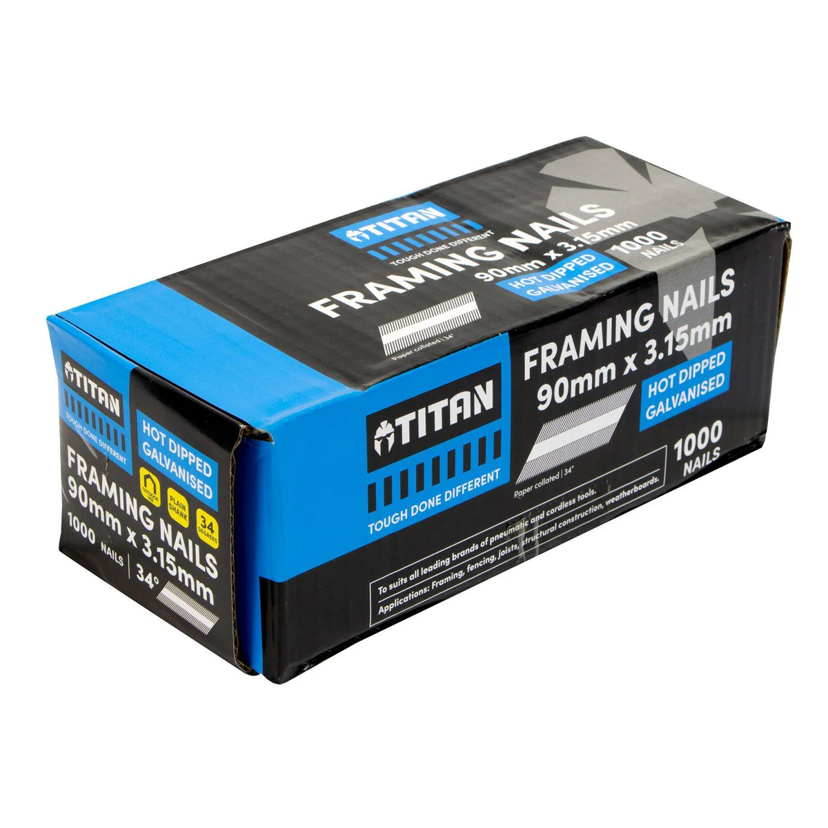 Titan Collated Framing Nails - 90mm x 3.15mm - Box of 1000 - Hot Dipped Galvanised - Image 2