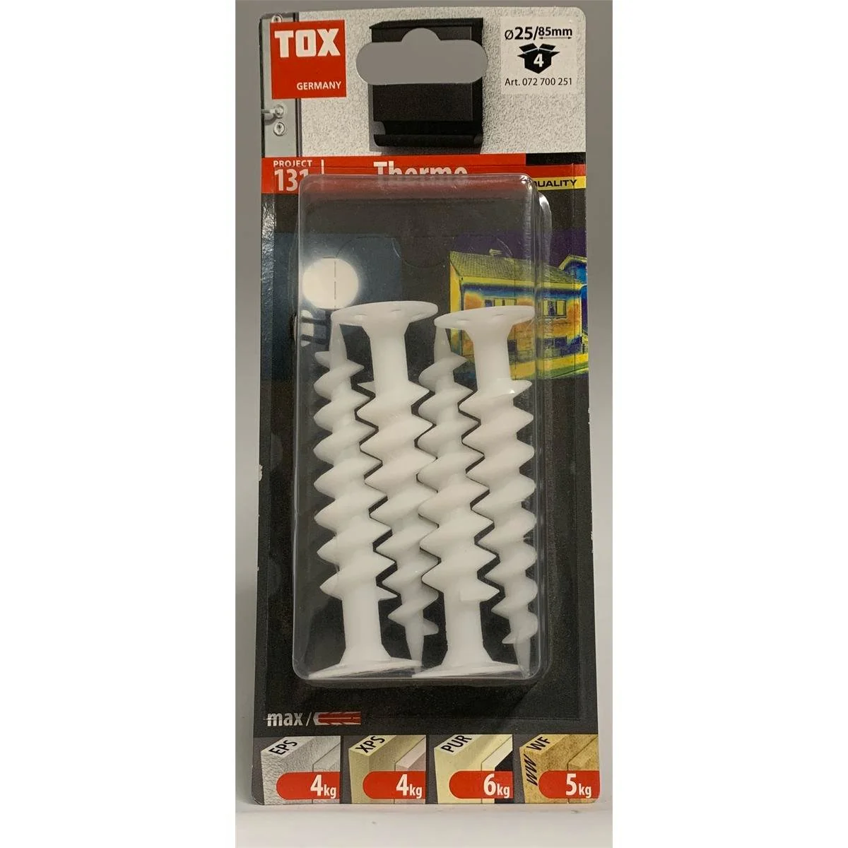 Tox Fasteners Styromate 85mm 4 Pack UV Stable Polystyrene Fixings