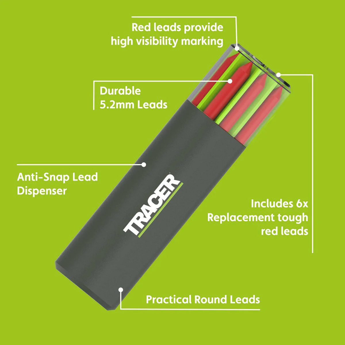 Tracer Pro 5 Replacement Leads - 6 Pack - 5.2mm - Red - Durable Precision - Image 4