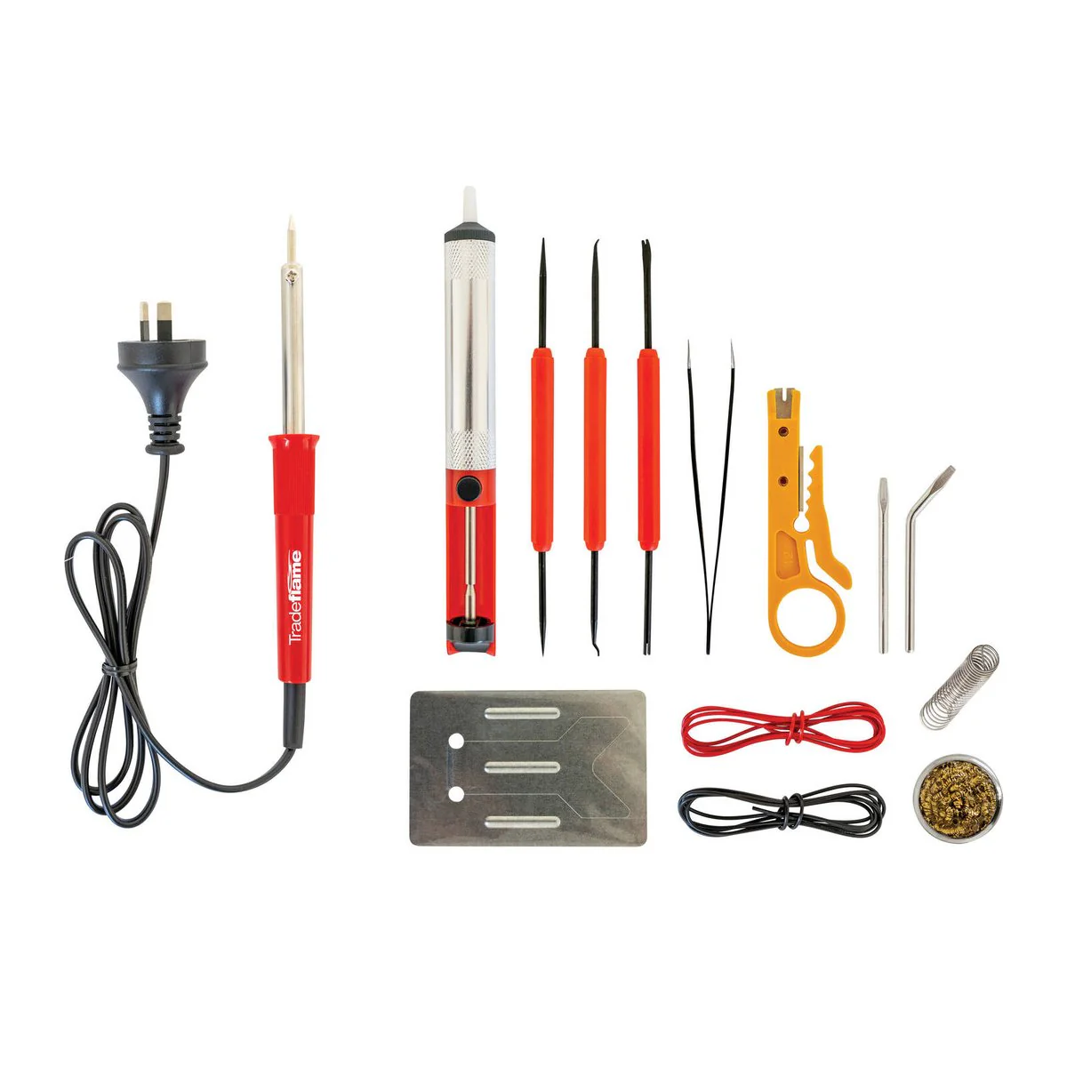 Tradeflame 15 Piece Soldering Starter Kit - 30W Iron - Compact Set - 80mm x 250mm