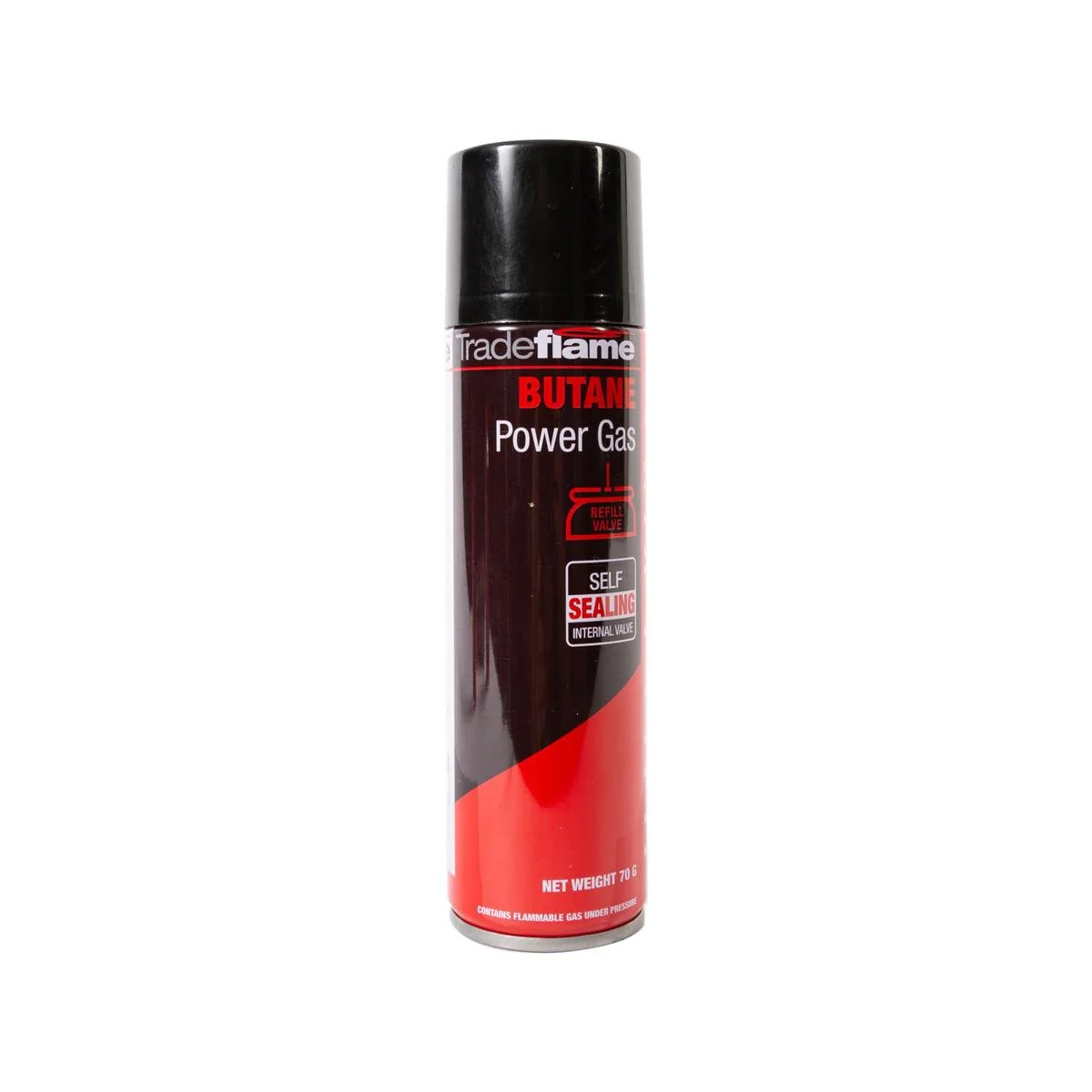 Tradeflame 70g Butane Gas Cartridge Refill Valve - High Temperature Fuel