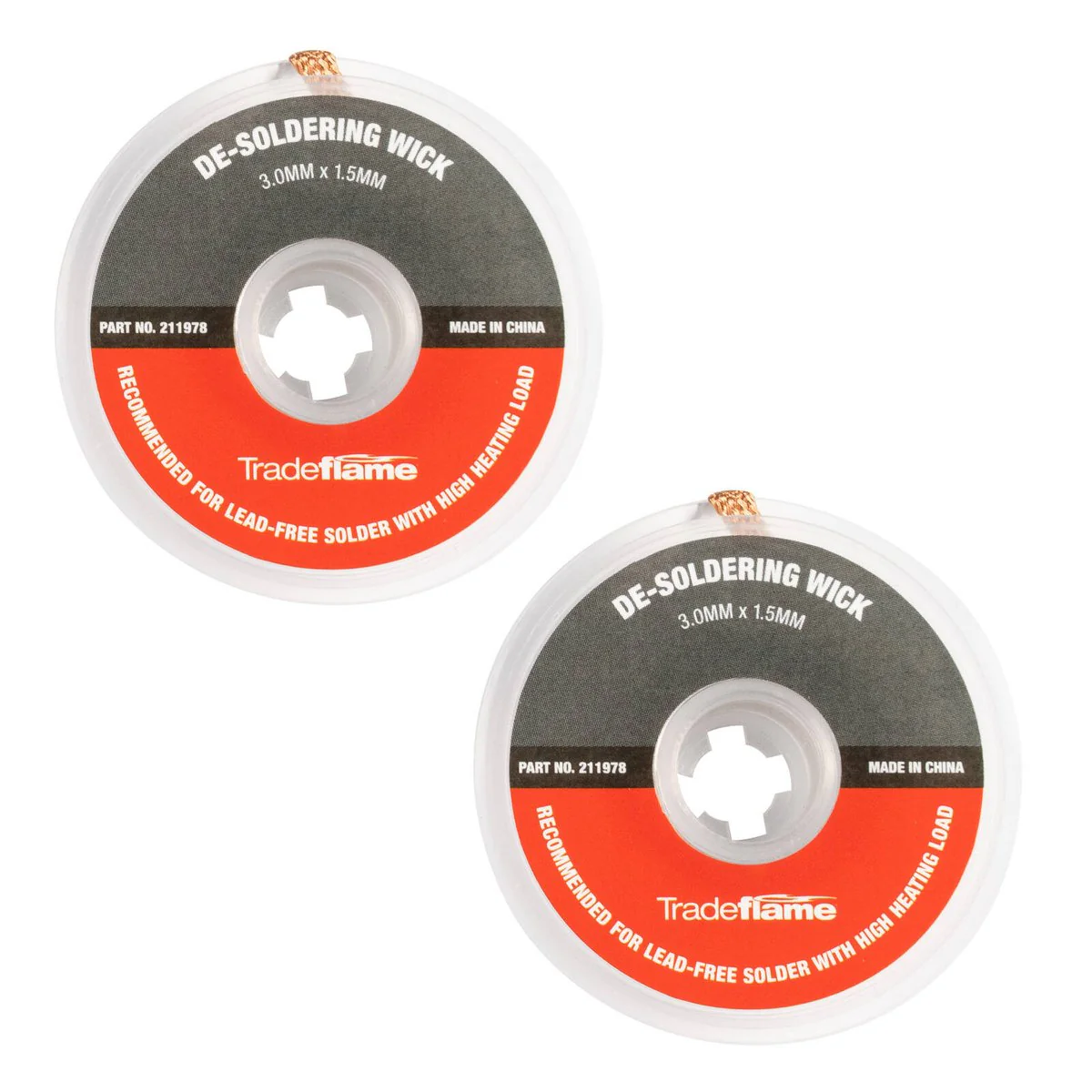 Tradeflame De-Soldering Wick 3.0mm x 1.5m - 2 Pack