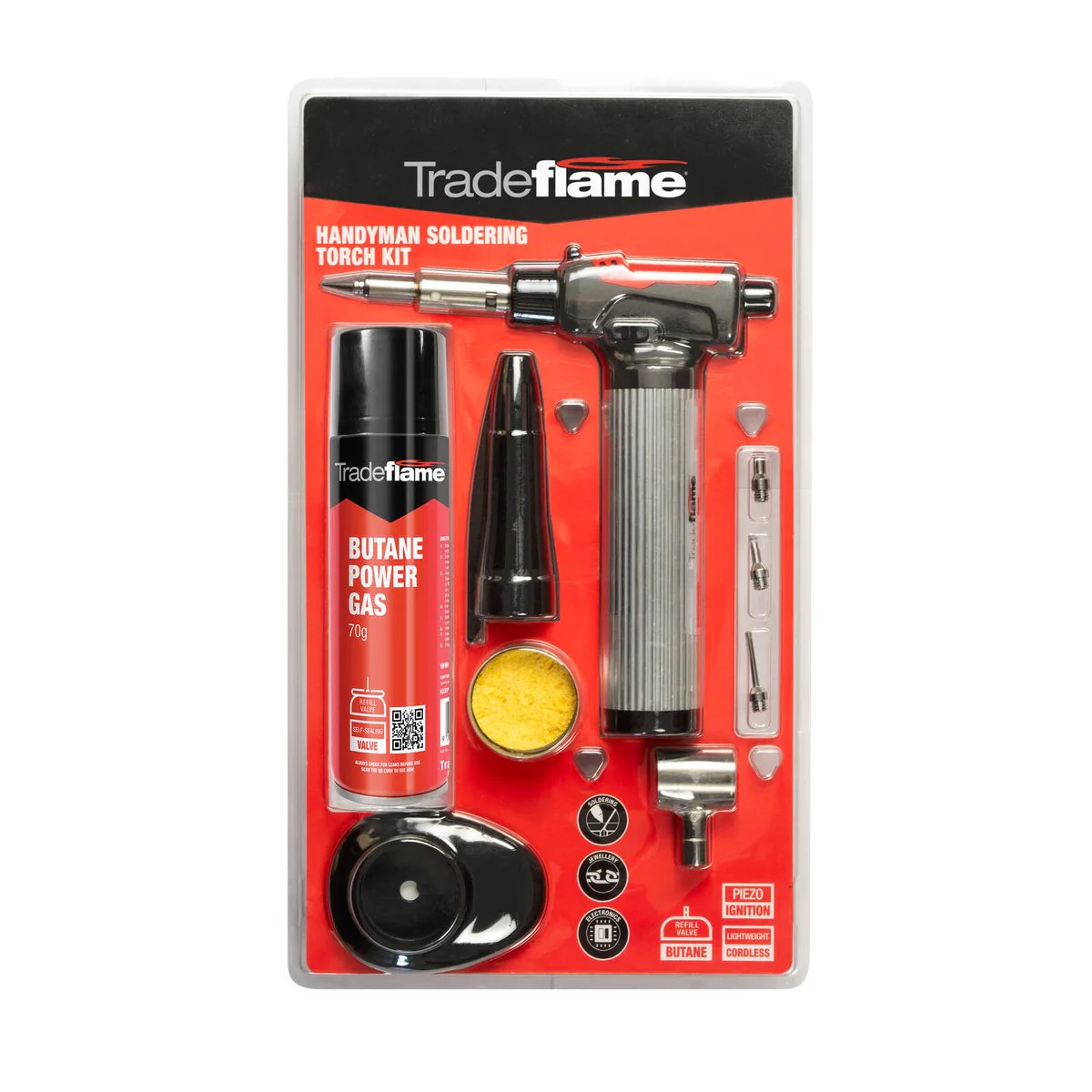 Tradeflame Handyman Soldering Torch Kit with Gas - 2-in-1 - 190mm x 325mm - Lightweight - Image 2