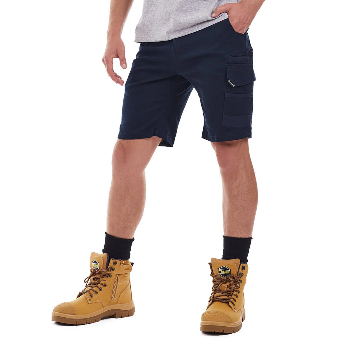 Tradie Core Cargo Shorts 87 - Navy - Flex Fabric - No Ouch Crouch Gusset - Image 2