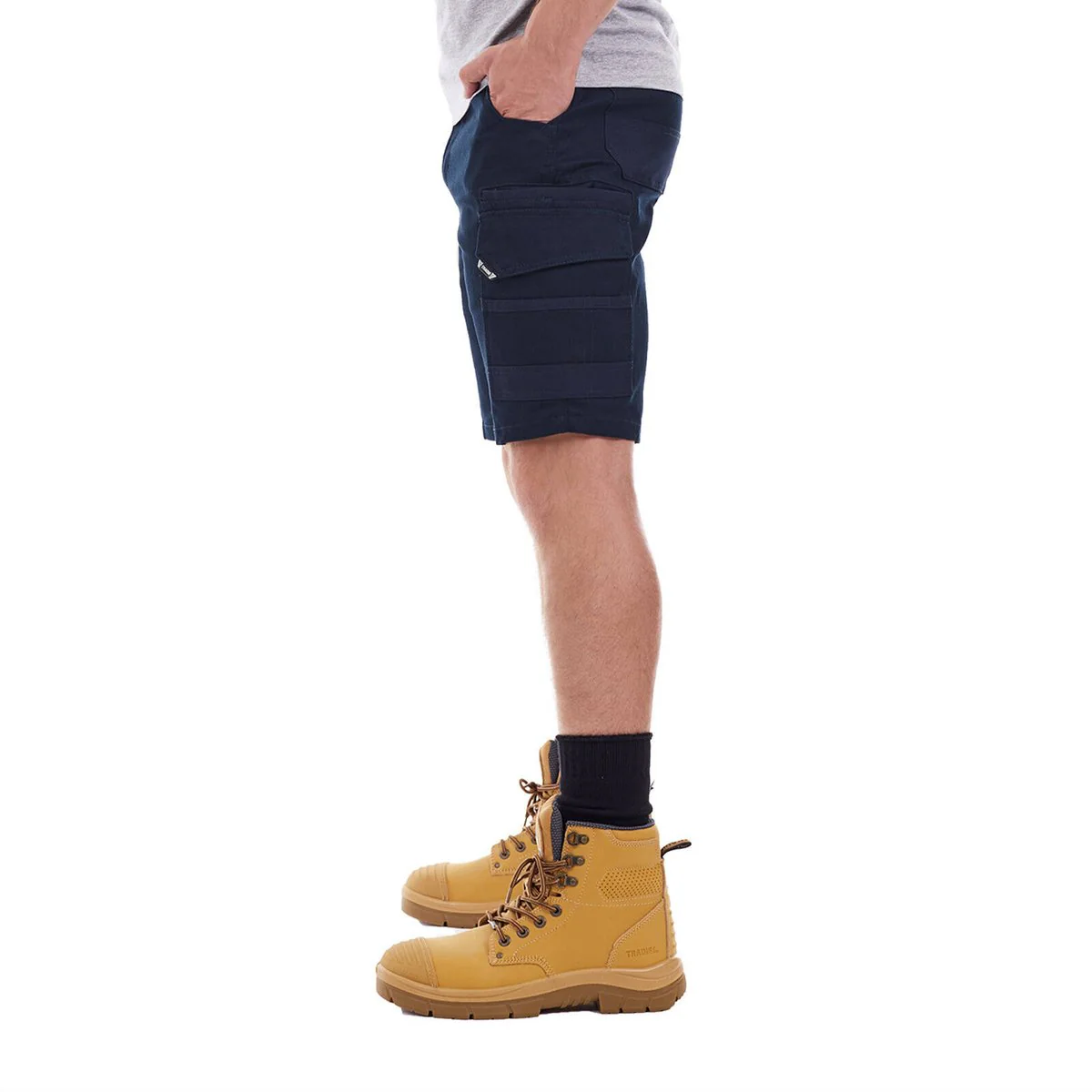 Tradie Core Cargo Shorts 87 - Navy - Flex Fabric - No Ouch Crouch Gusset - Image 3