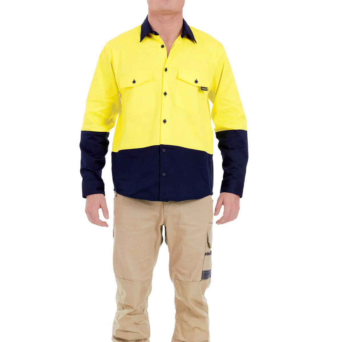 Tradie Core Hi Vis Yellow Long Sleeve Reflective Shirt 2X-Large - Flex Fabric - Breathable - Image 2
